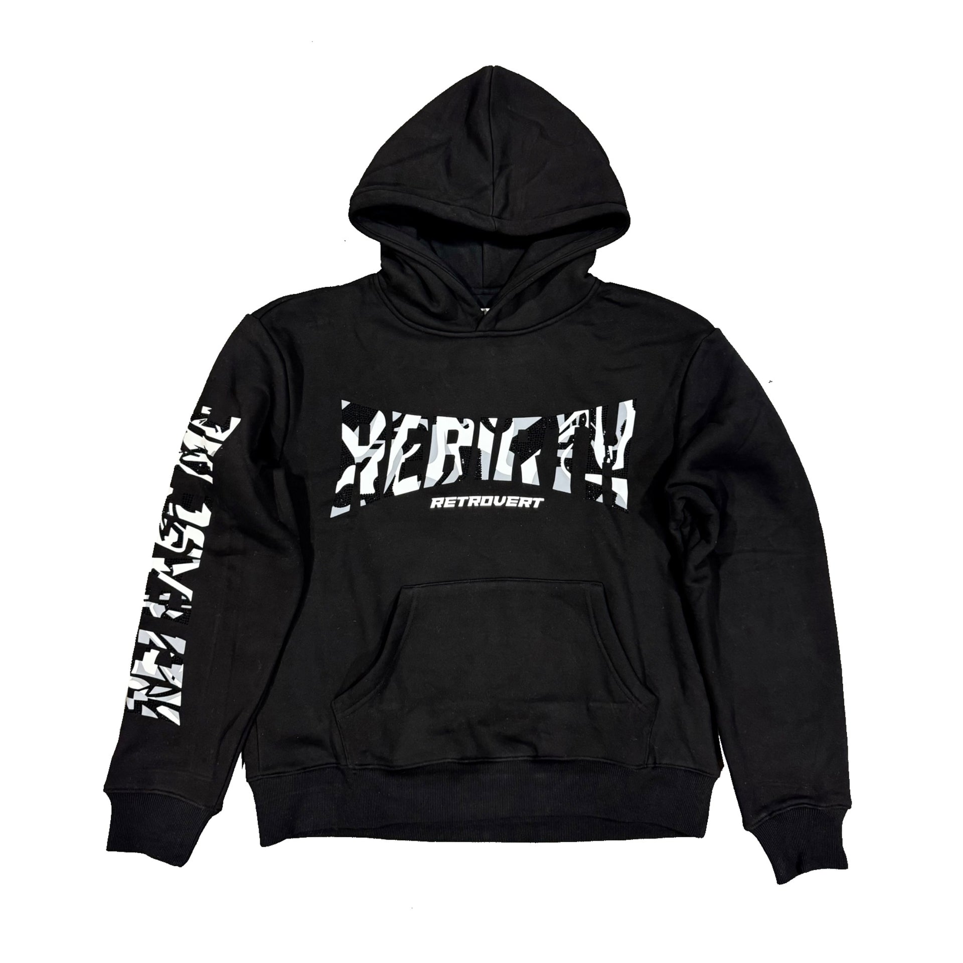 Rhinestone Rebirth Hoodie - Black