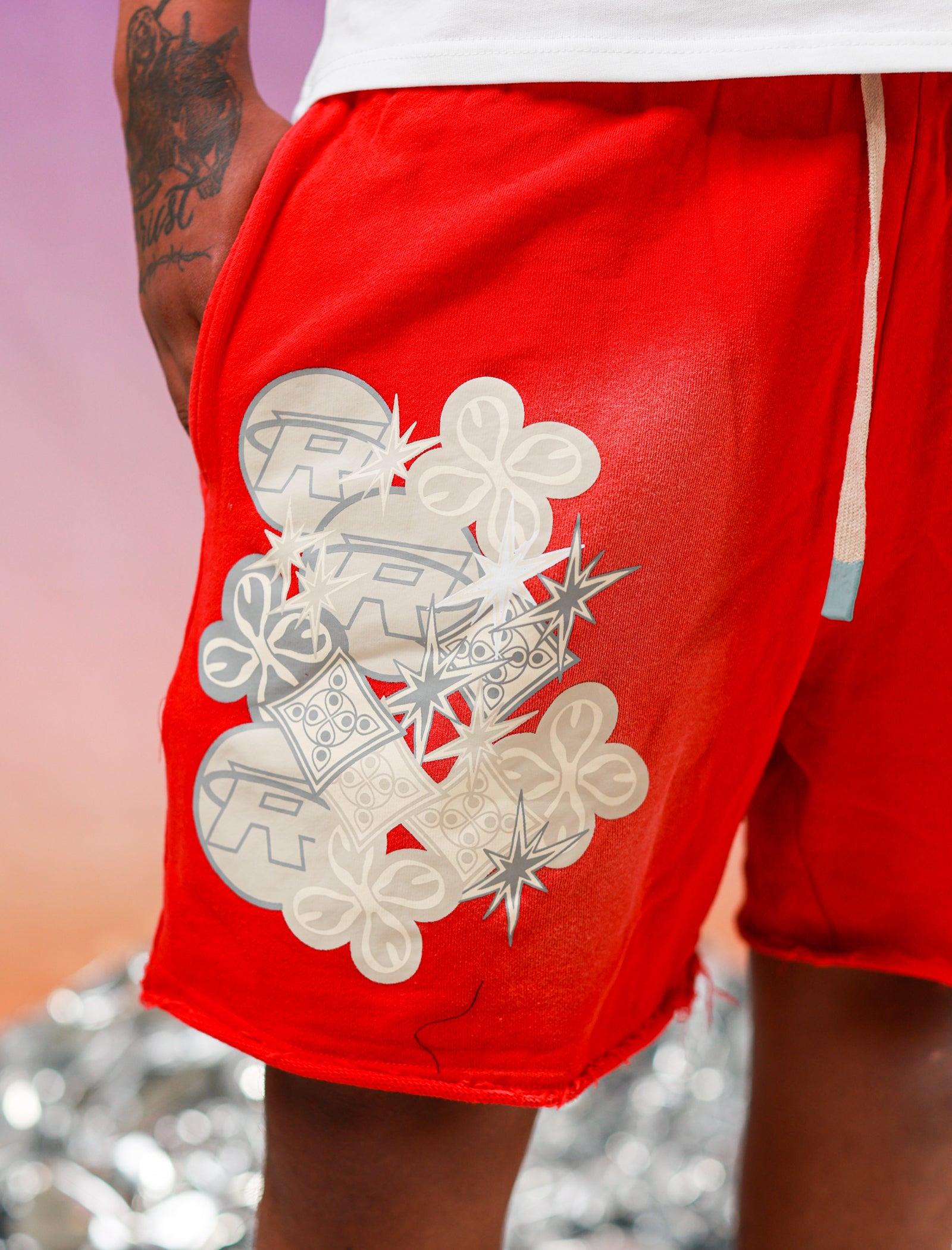 Cluster Patch Shorts Red