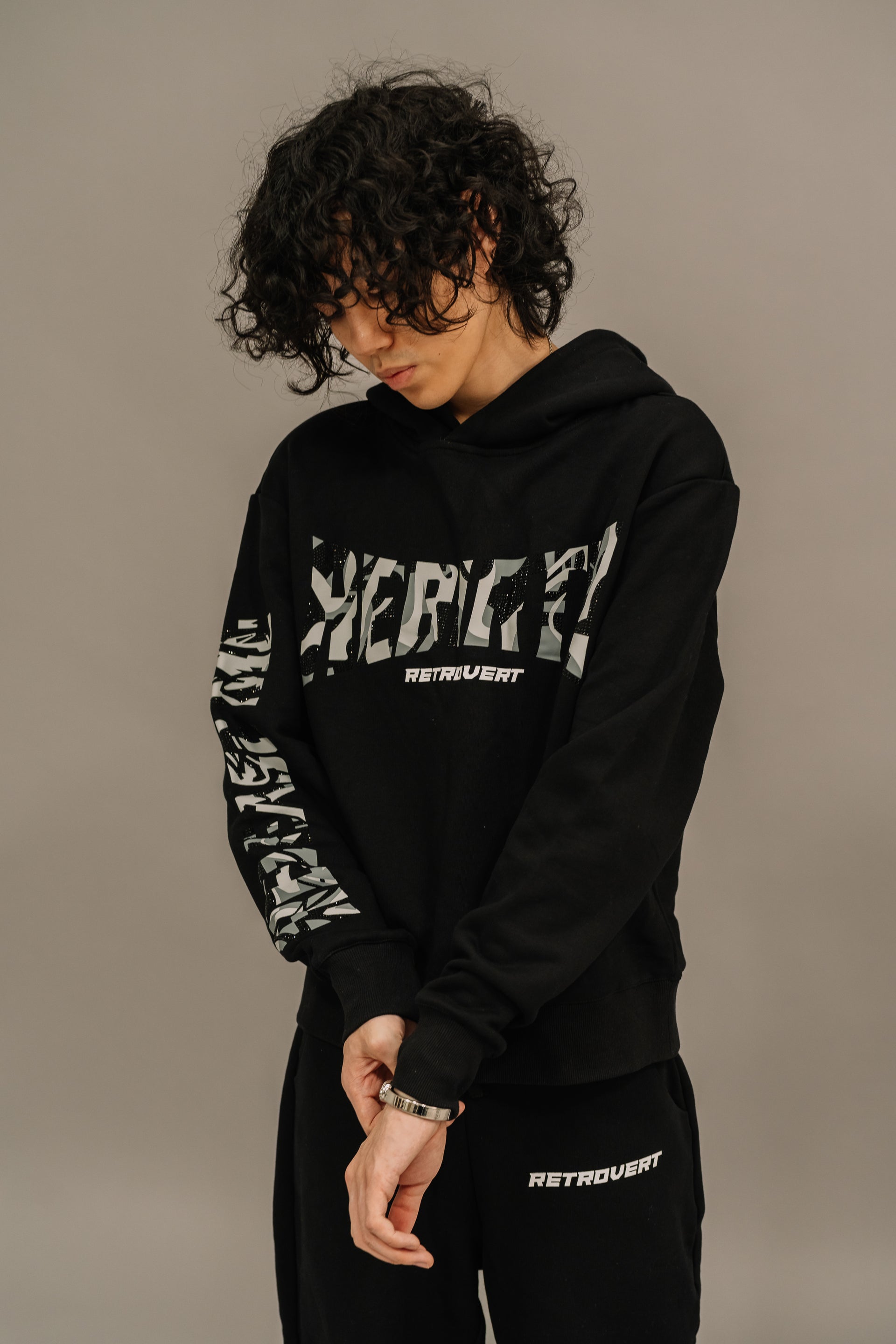 Rhinestone Rebirth Hoodie - Black