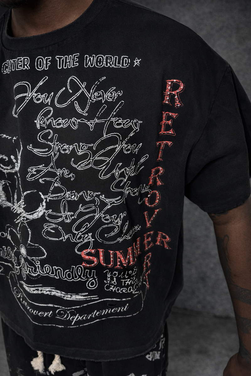 Rhinestone Teddy T-Shirt - black - RETROVERT