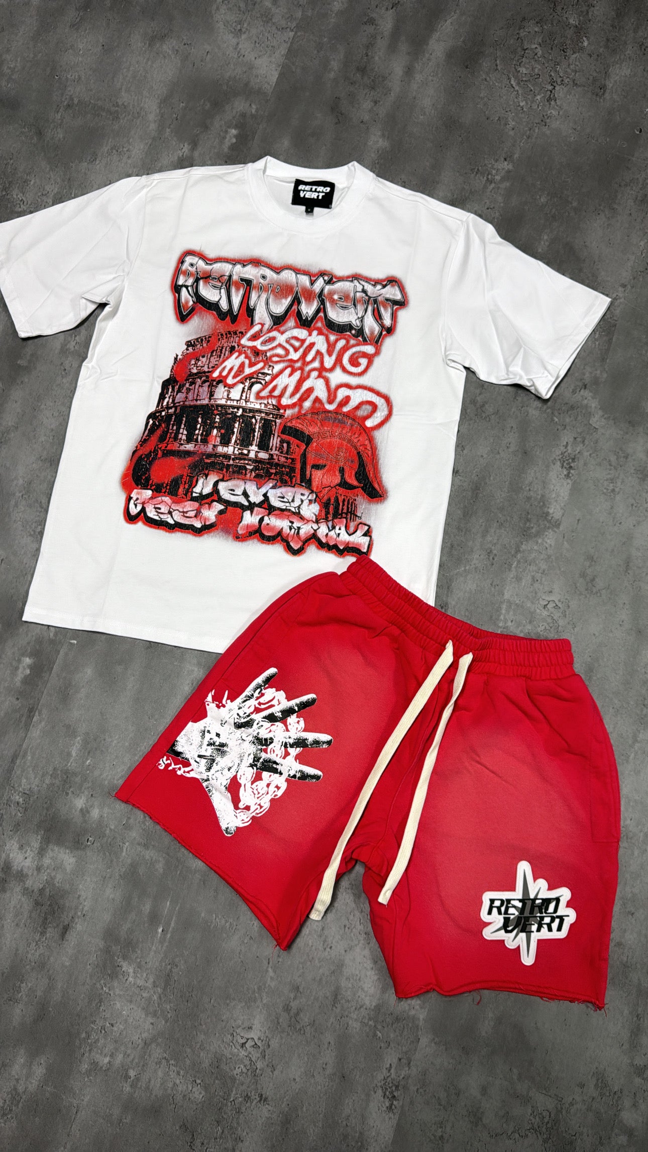 Spiked Hands Shorts Red