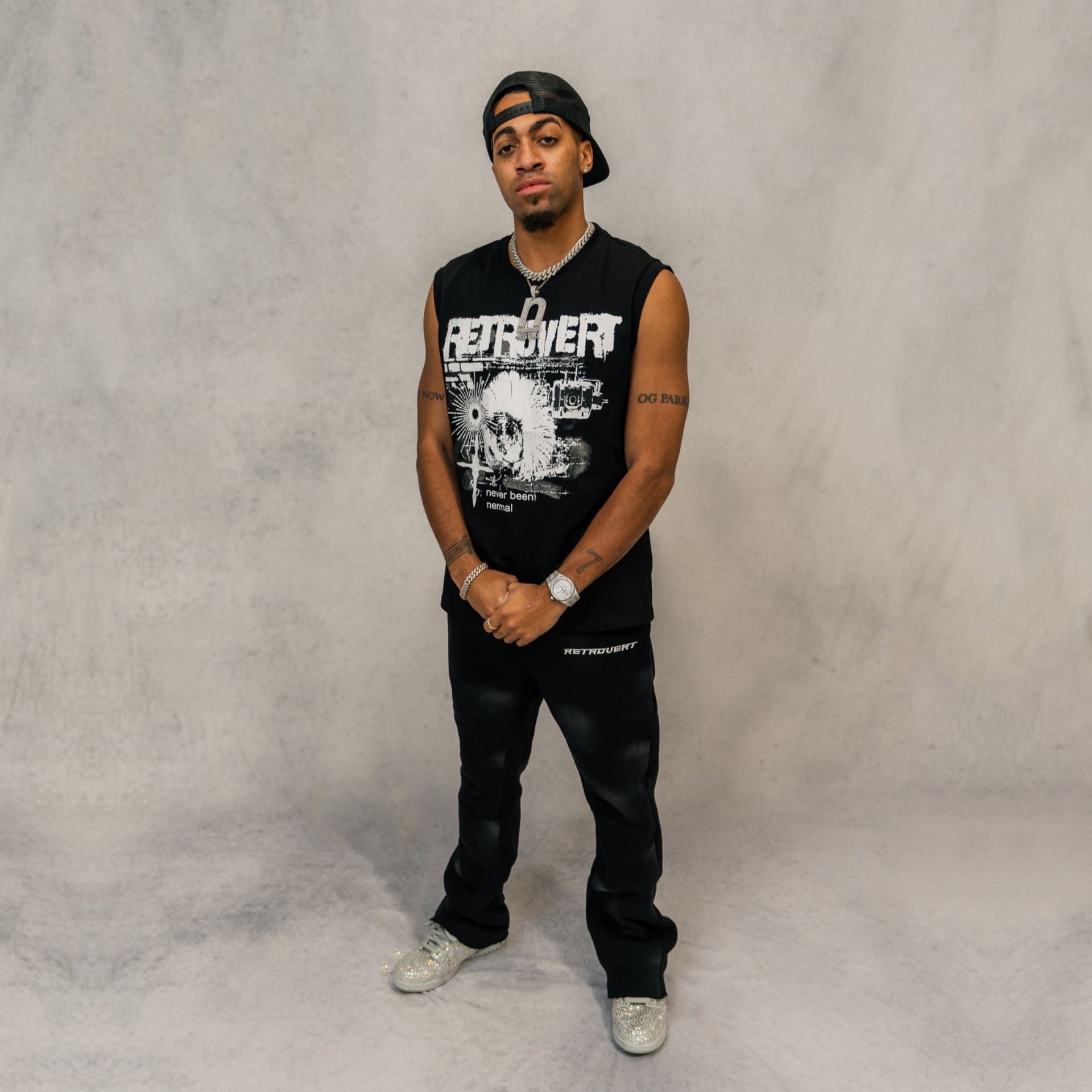 Black Punk Cut-off Tee