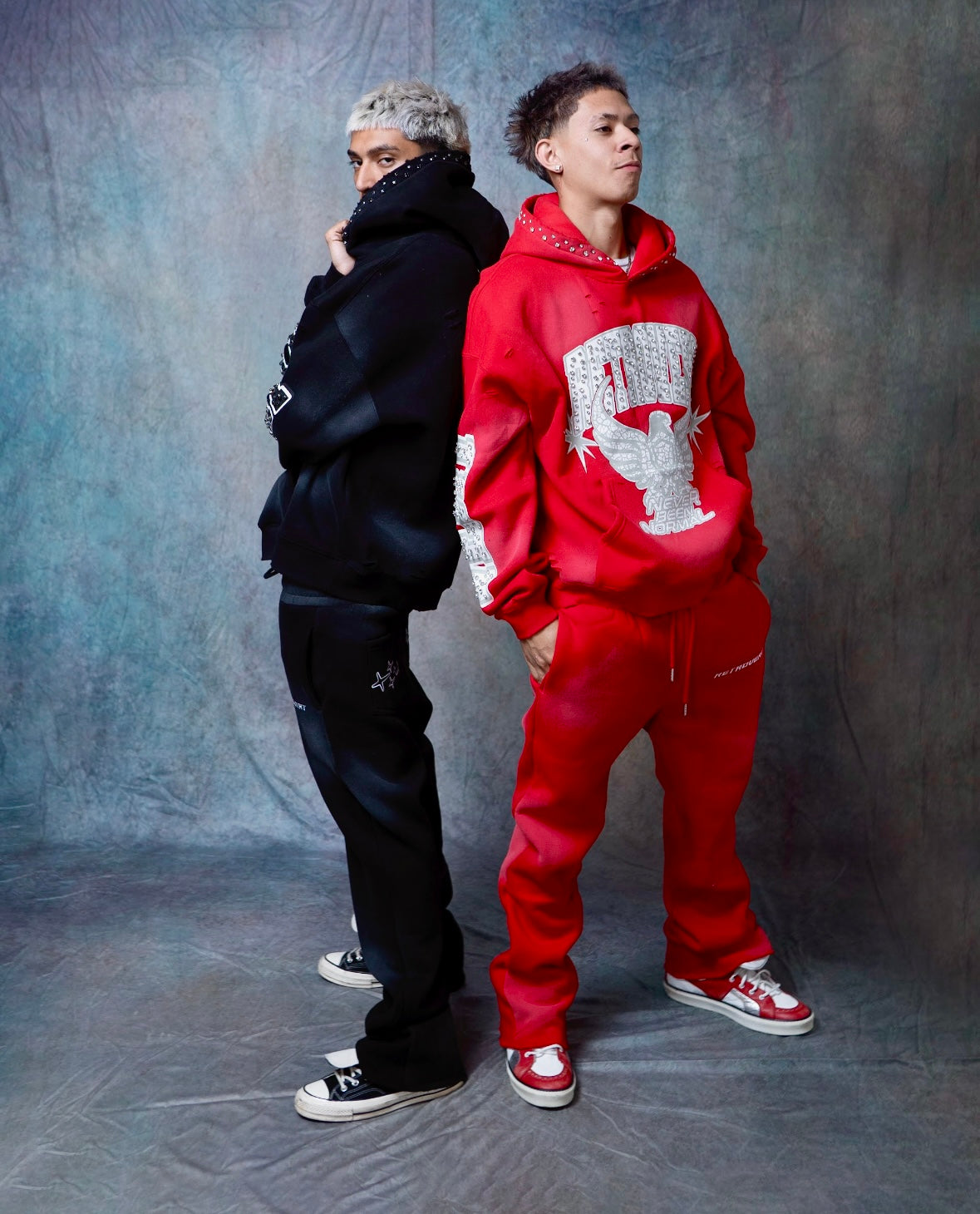 RHINESTONE STAR EAGLE HOODIE RED