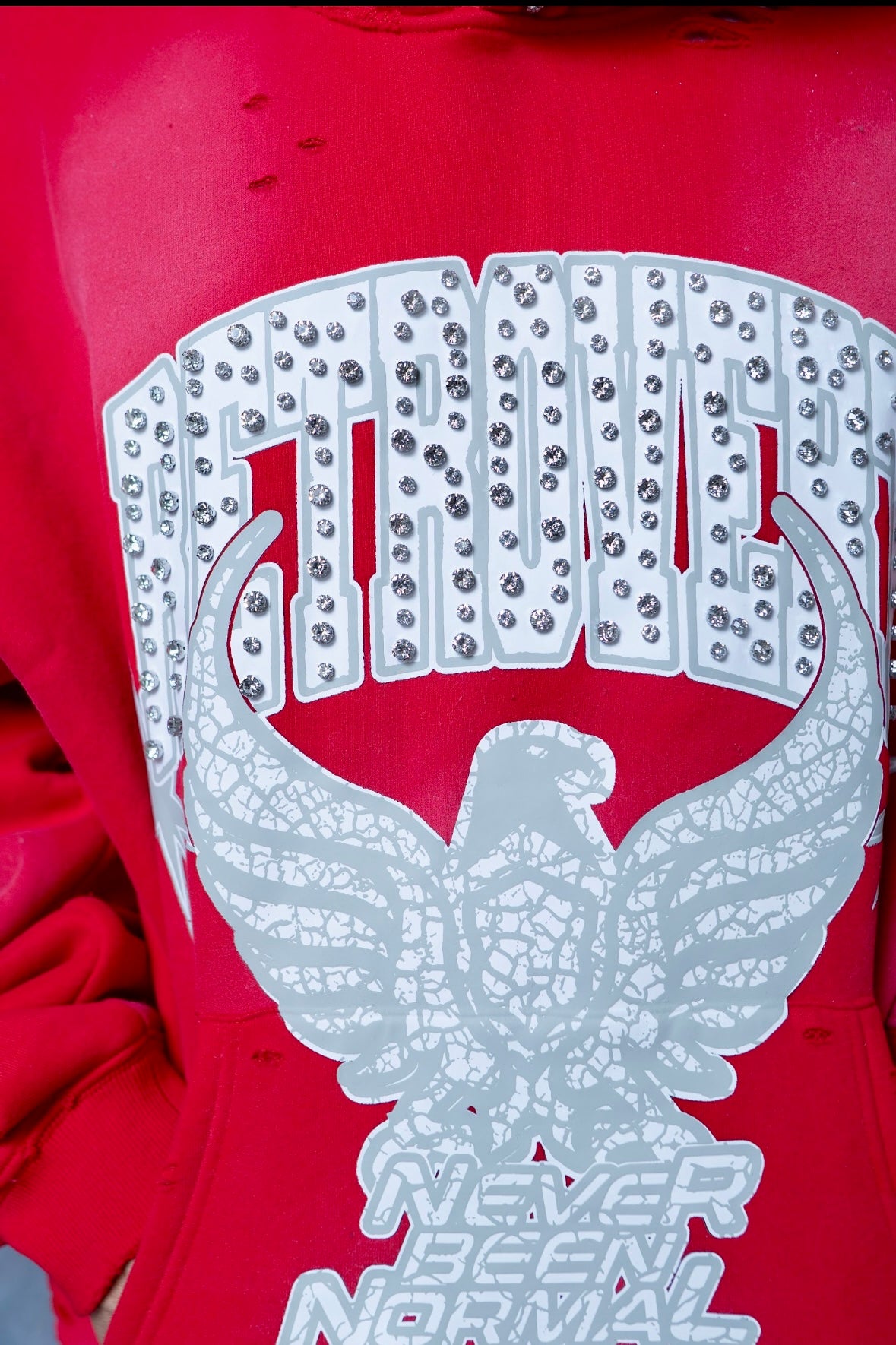 RHINESTONE STAR EAGLE HOODIE RED