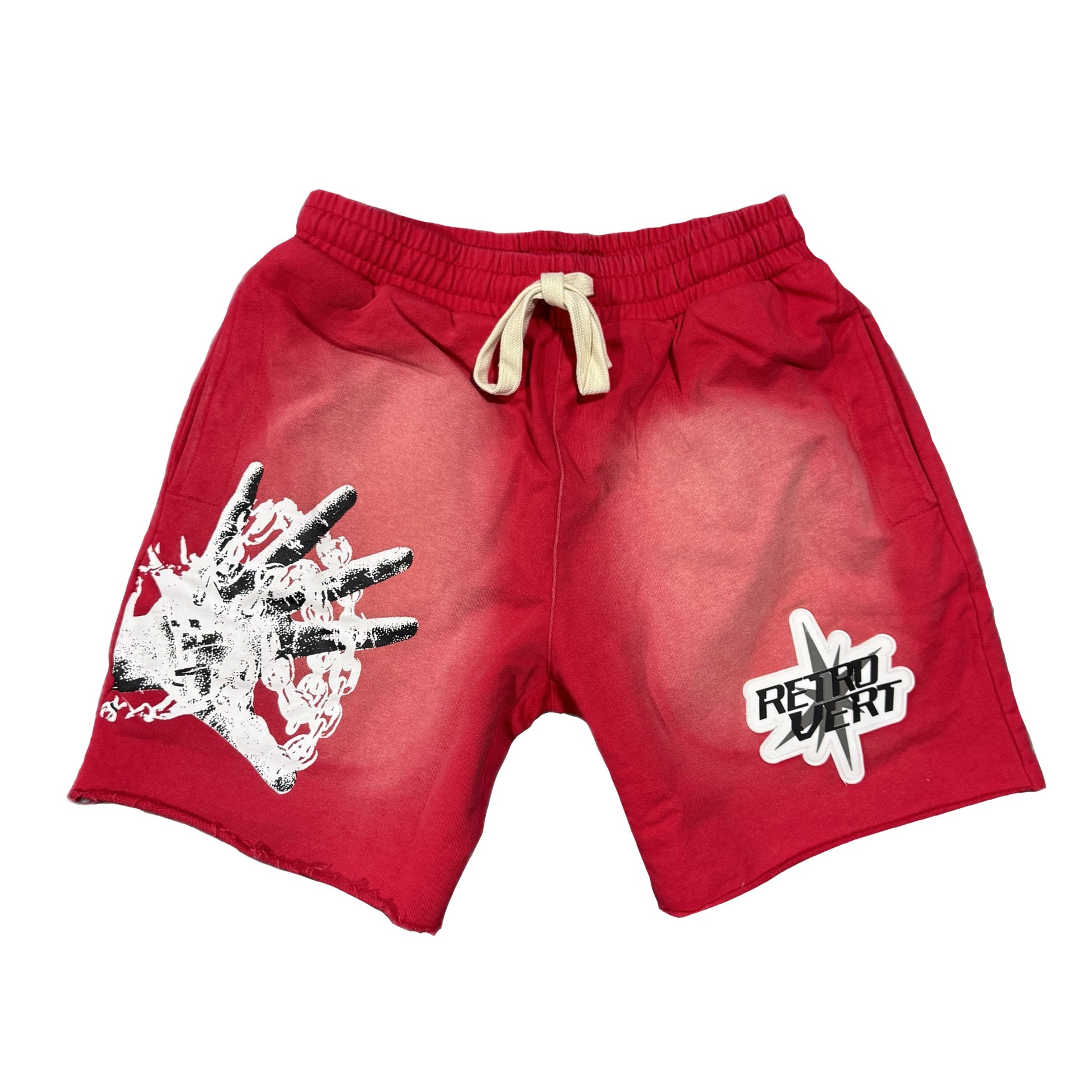 Spiked Hands Shorts Red