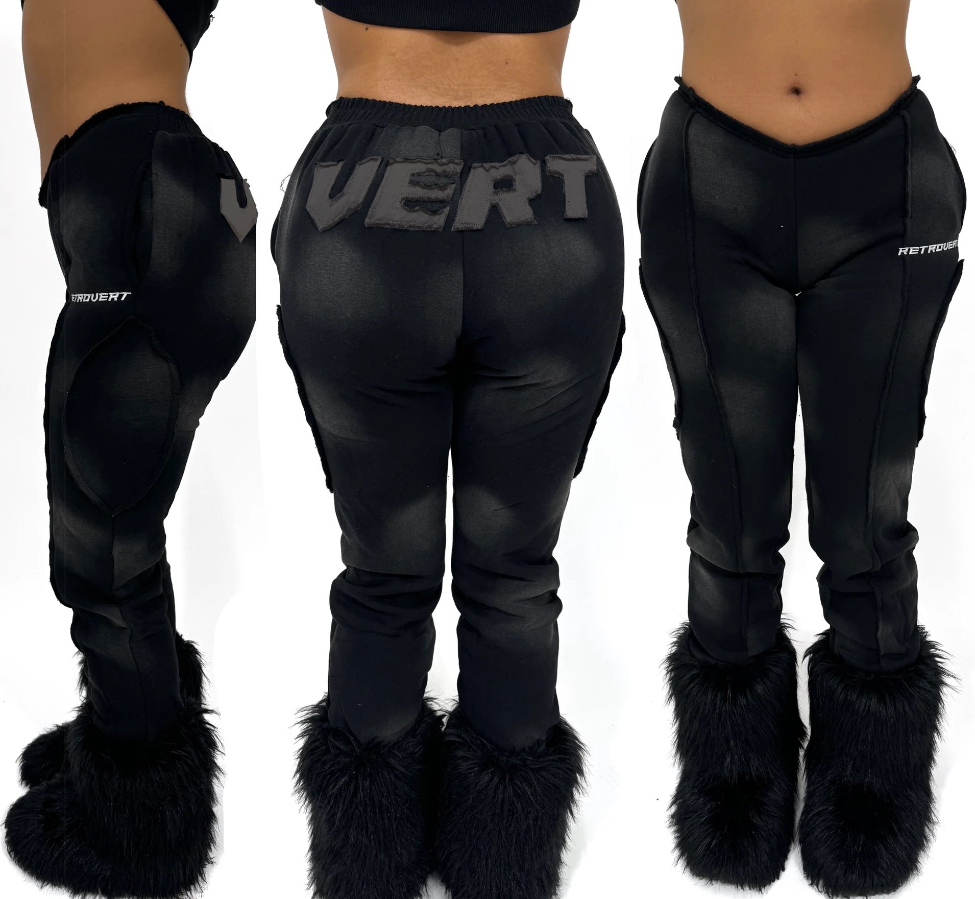 VERT DISTRESSED BLACK PANTS