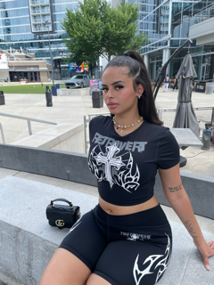 CROSS BIKER TOP BLACK