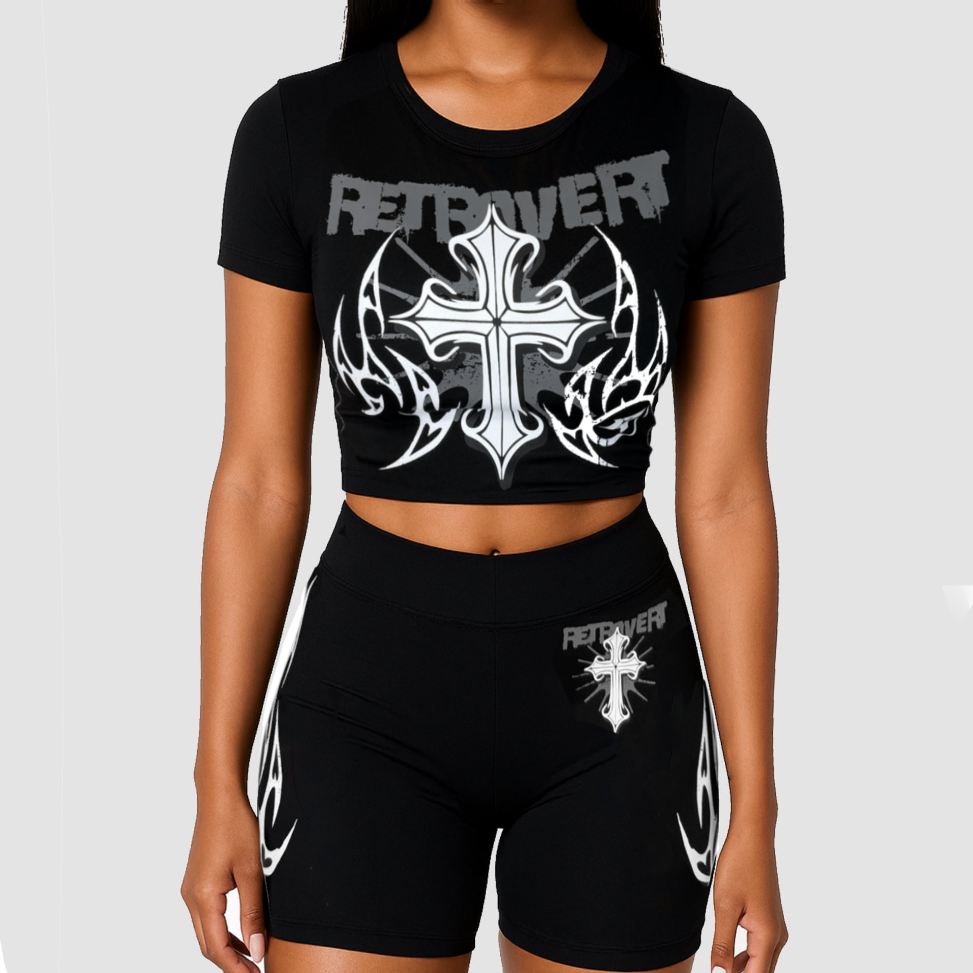 CROSS BIKER TOP BLACK