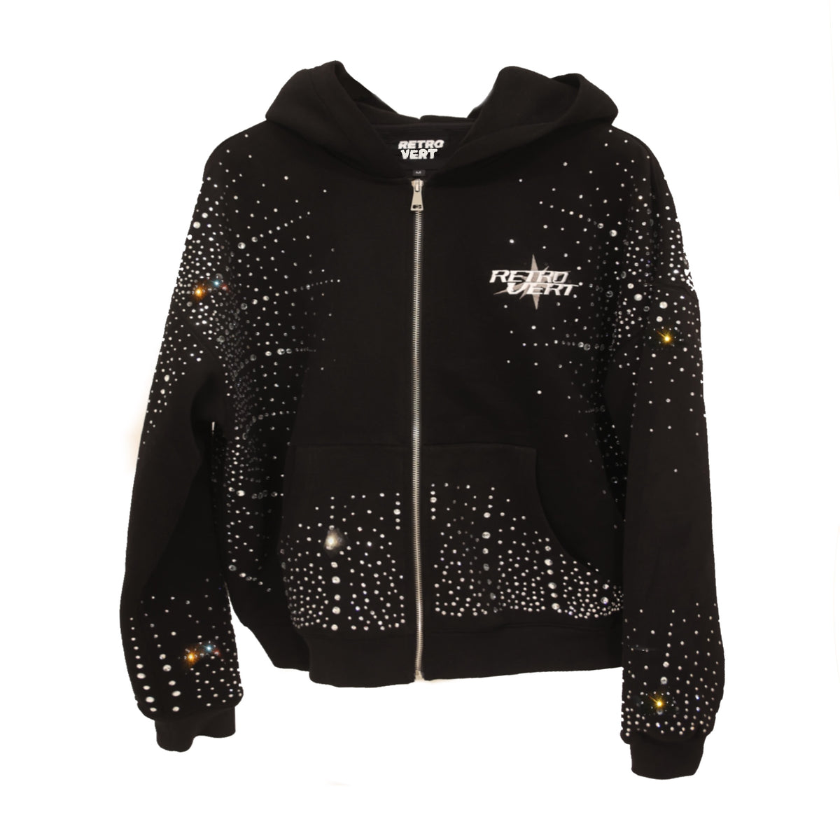 Infinity Rhinestone Zip-up - Black - RETROVERT