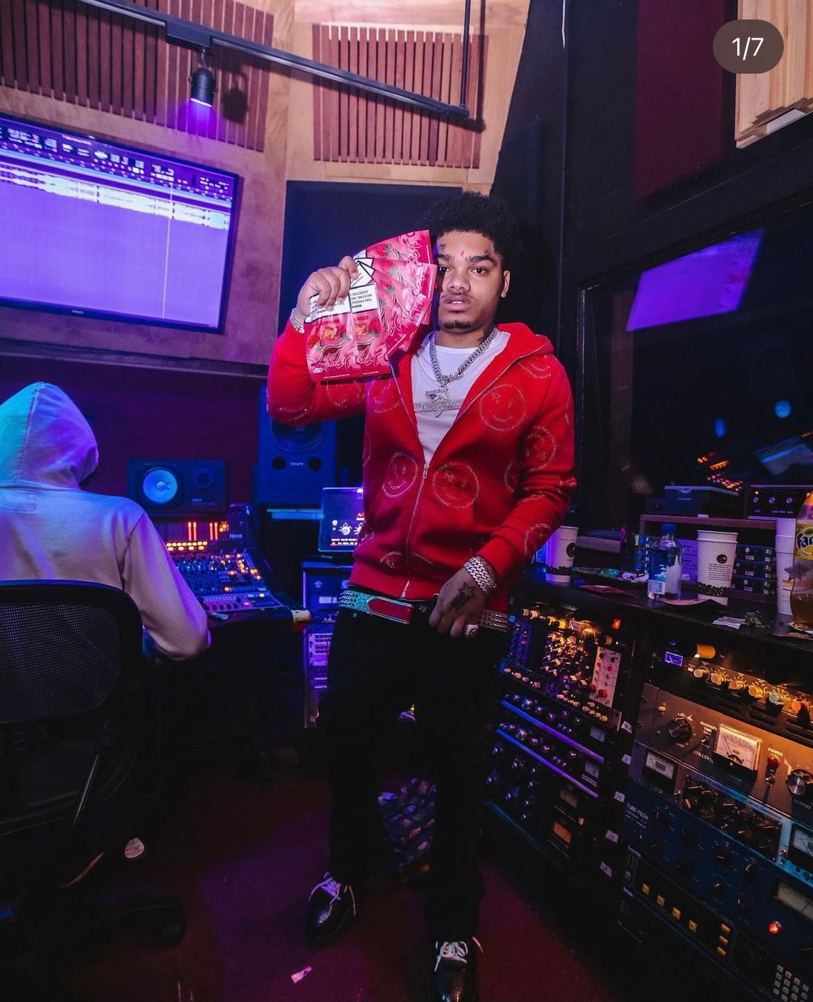 Smiley Zip Hoodie - Red