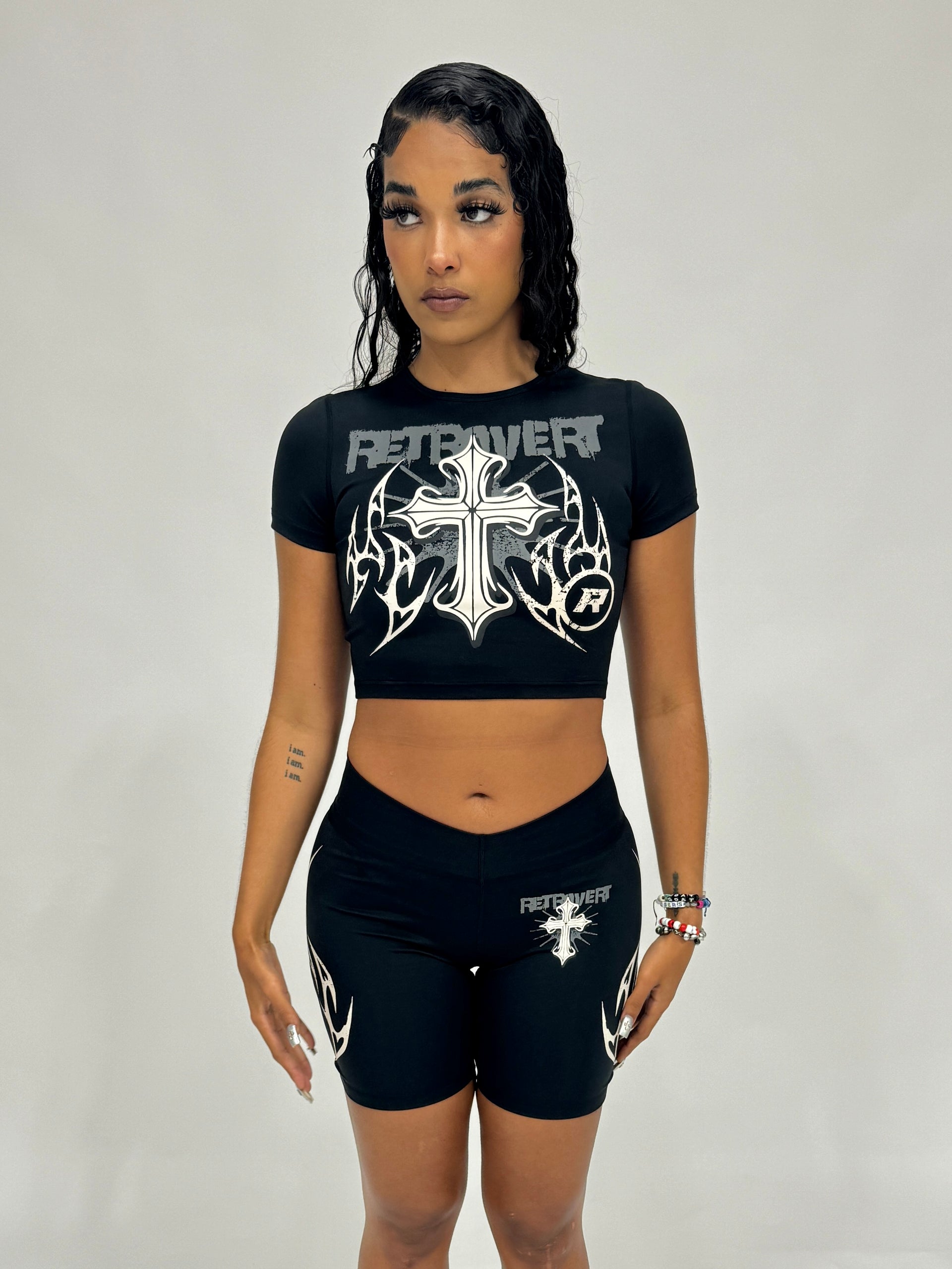 CROSS BIKER TOP BLACK