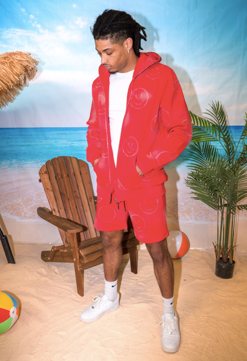 Smiley Zip Hoodie - Red