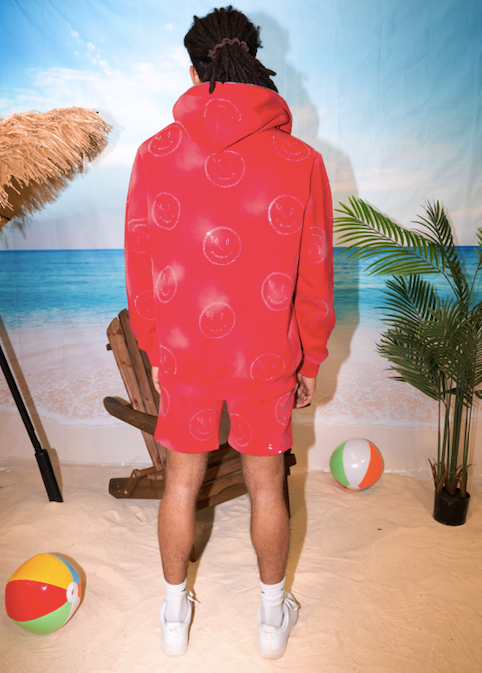 Smiley Zip Hoodie - Red