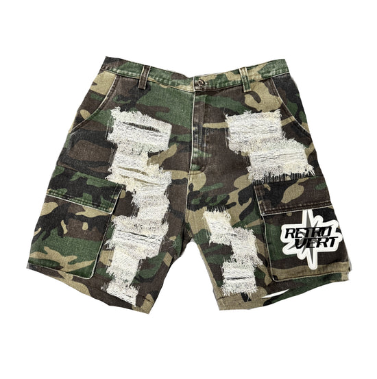 Distressed Camo Shorts