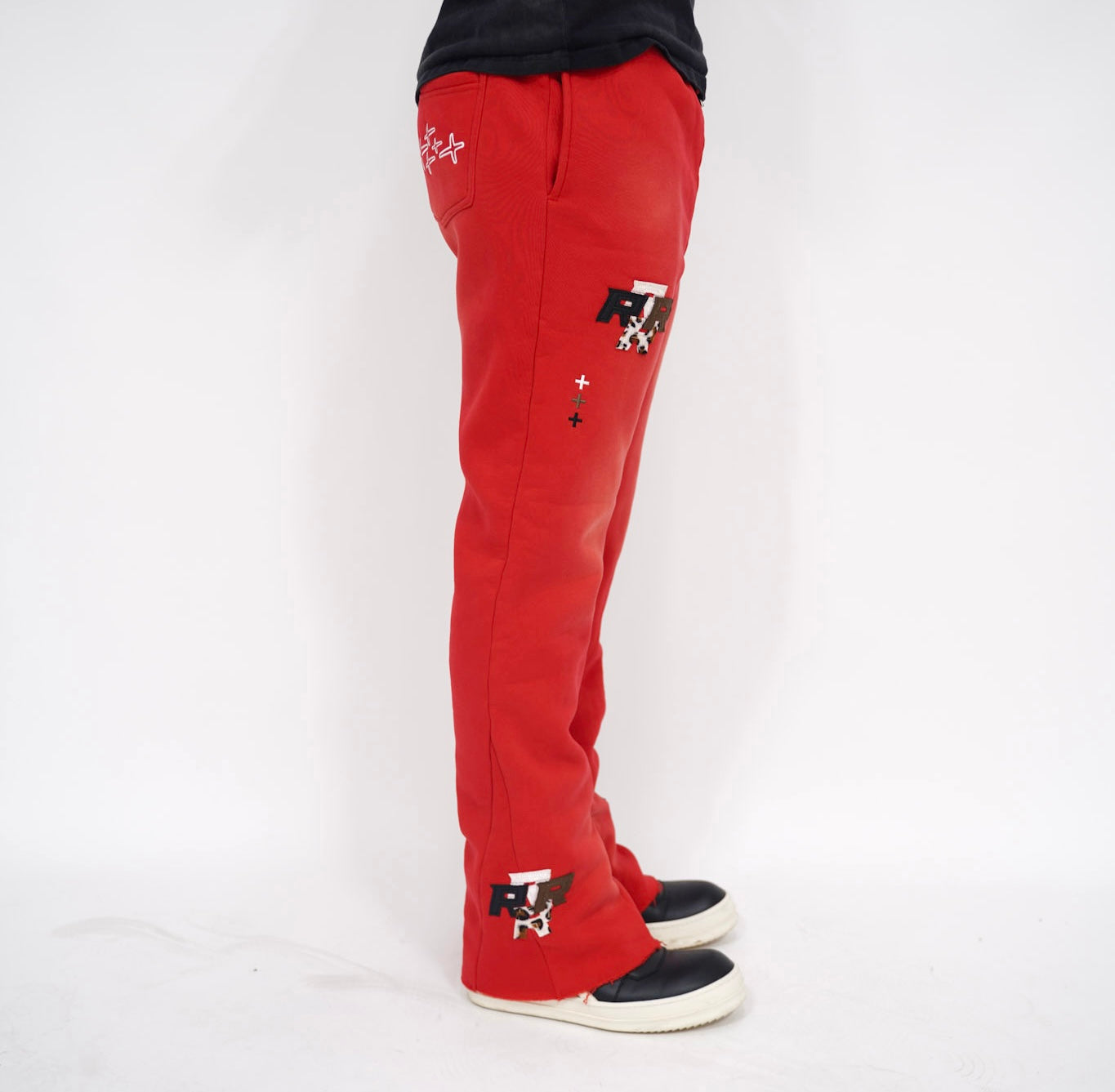 Patch Flare Sweatpants - Red