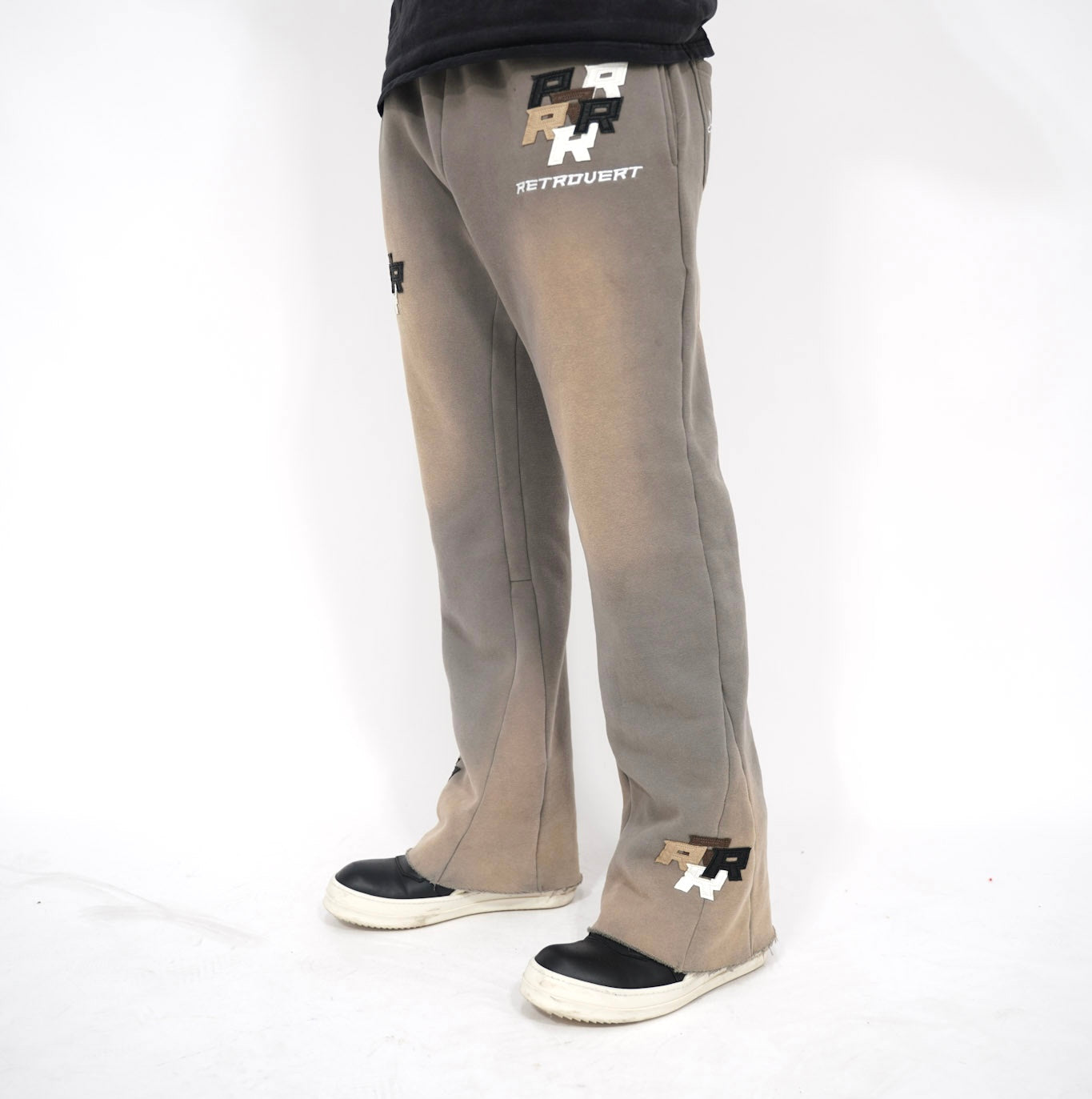 Patch Flare Sweatpants - Stone