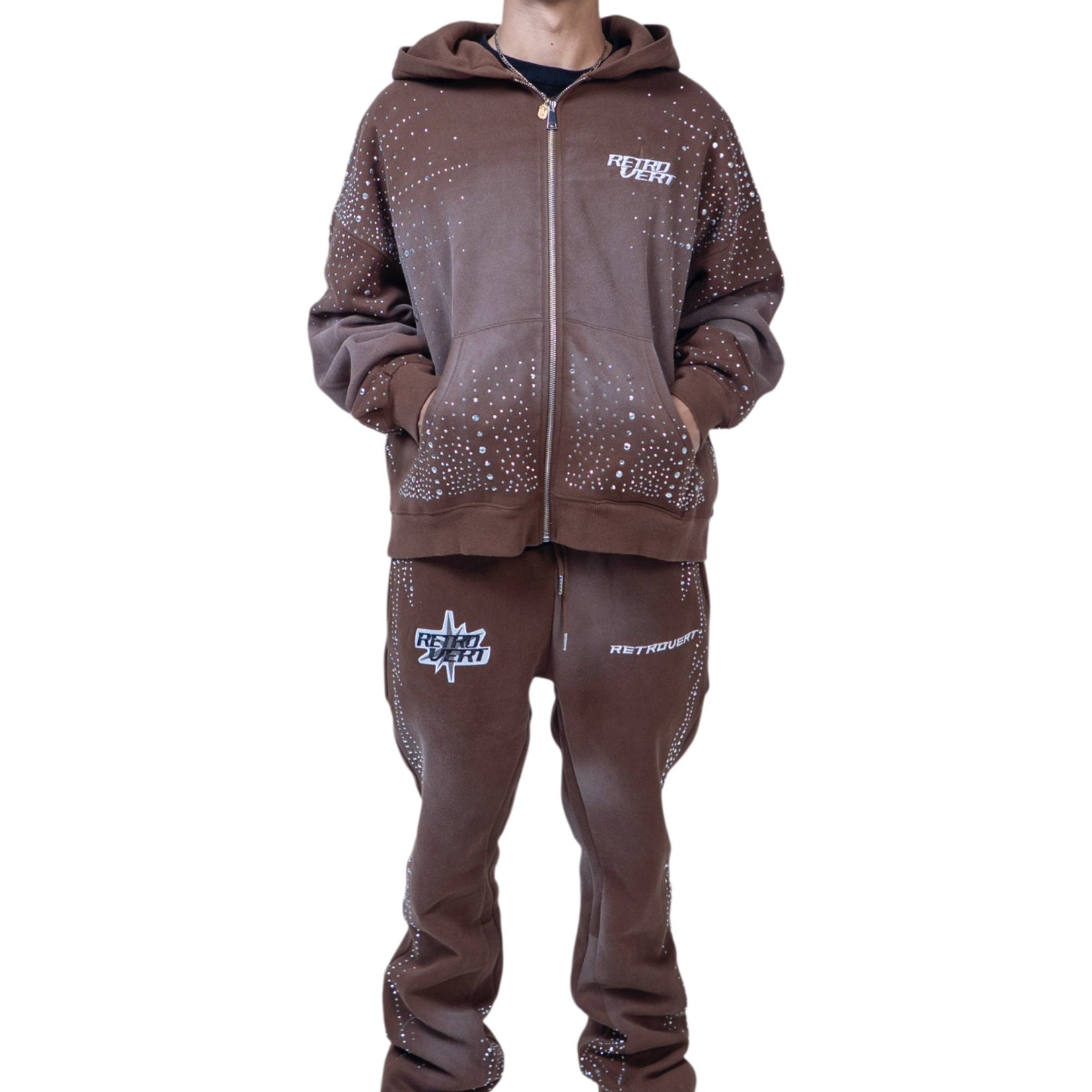 Infinity Rhinestone Hoodie - Brown - RETROVERT