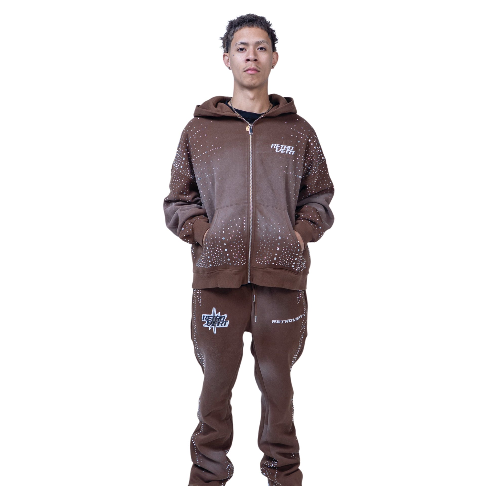 Infinity Rhinestone Hoodie - Brown