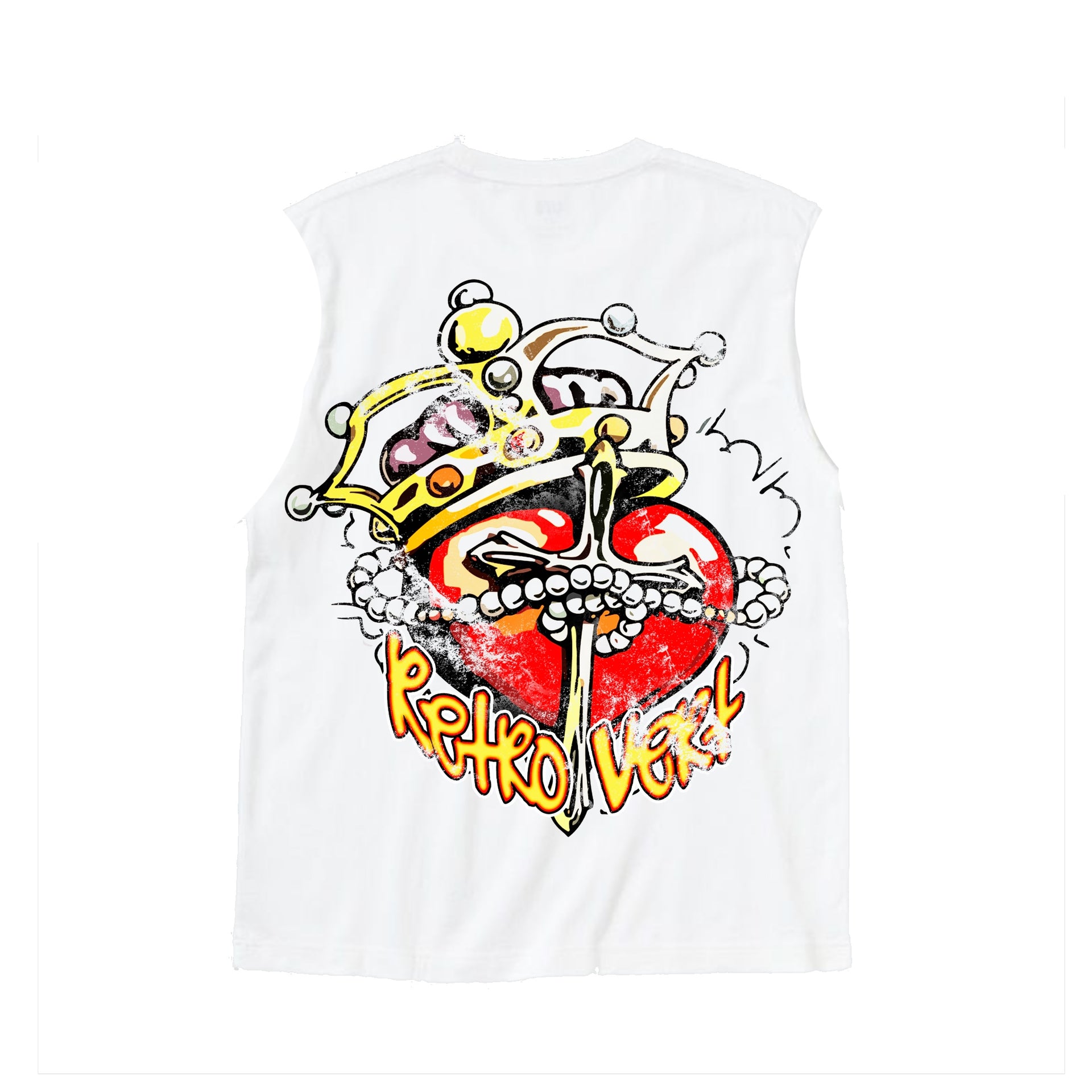 Heart cut-off Tee - White