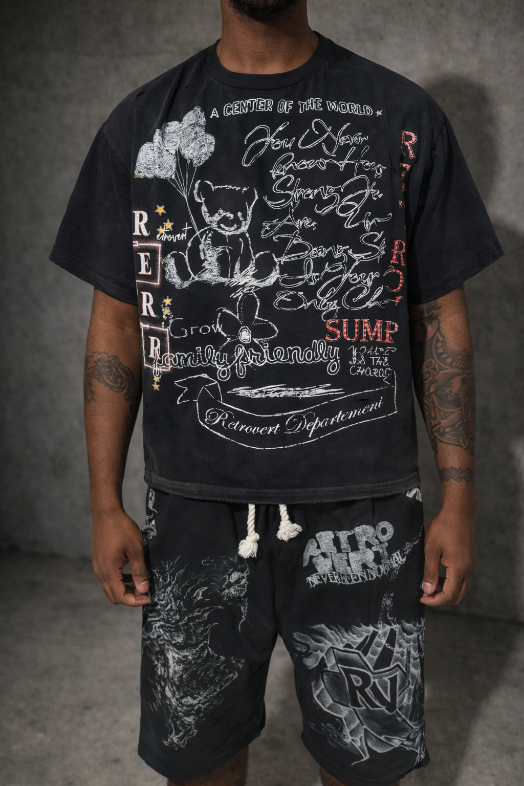 Rhinestone Teddy T-Shirt - black