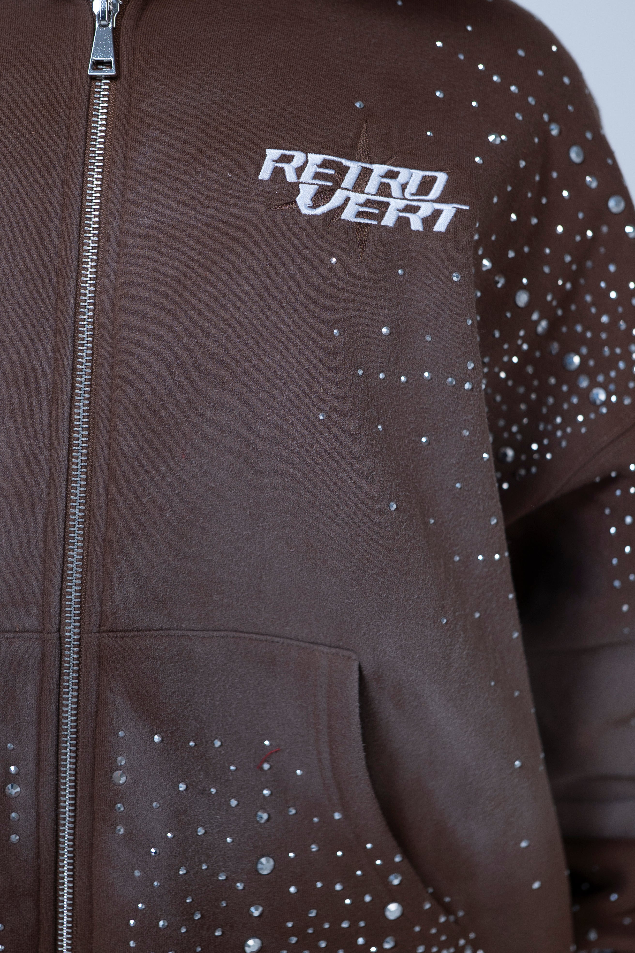 Infinity Rhinestone Hoodie - Brown - RETROVERT