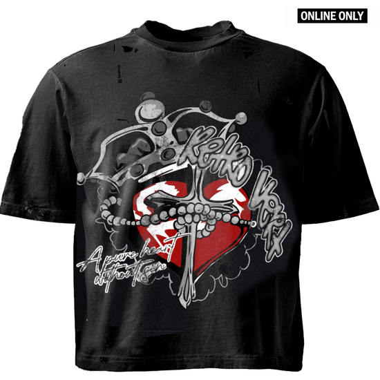 Heart Chain Tee  - Black