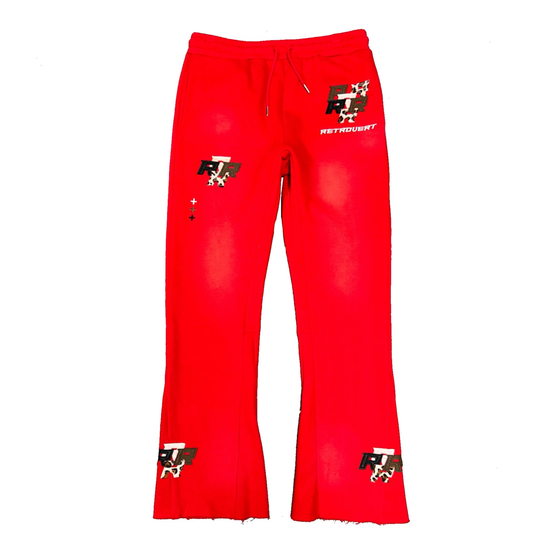 Patch Flare Sweatpants - Red