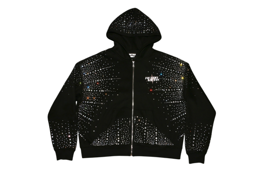 Infinity Rhinestone Zip-up - Black