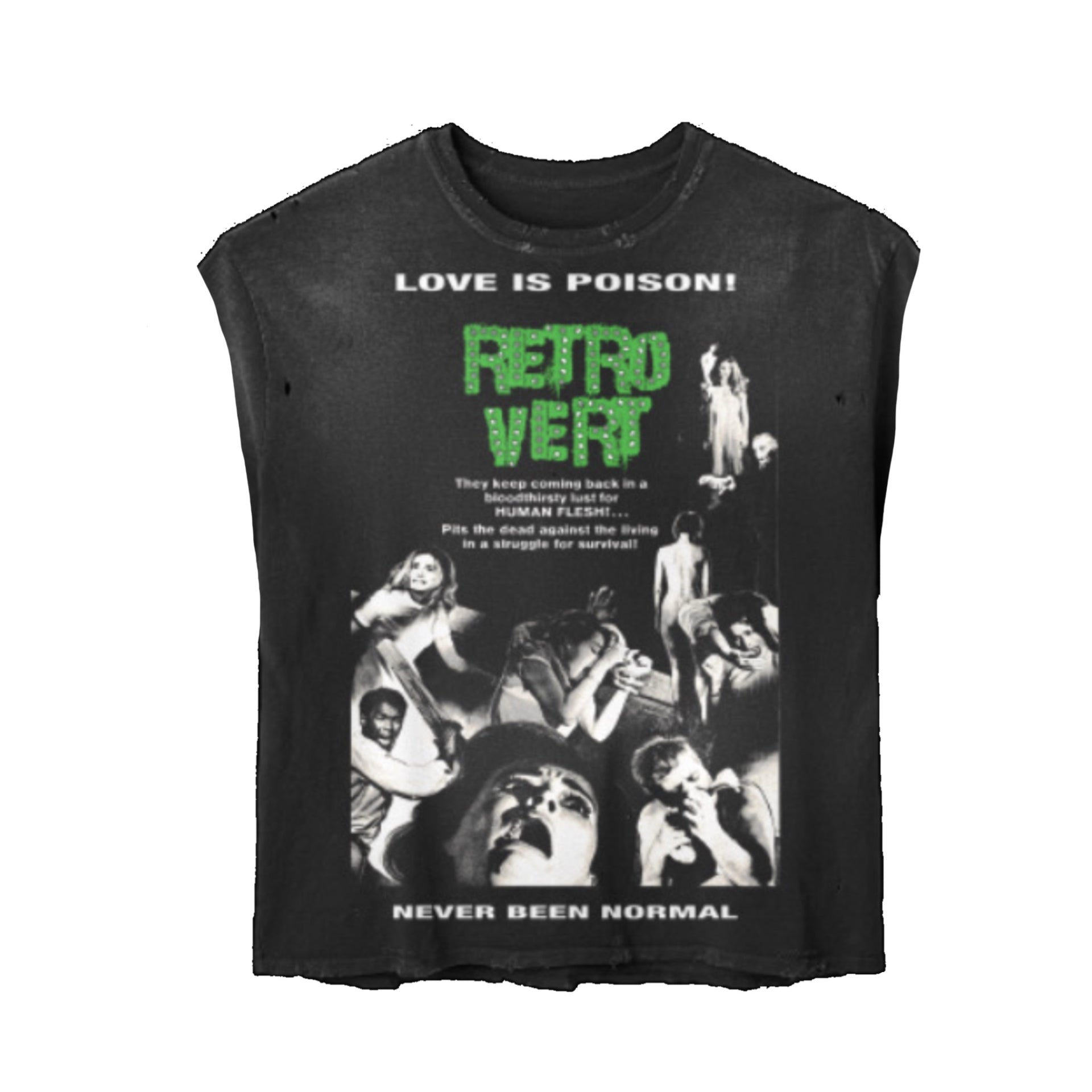 Rhinestone Love is Poison Cut-off - Black