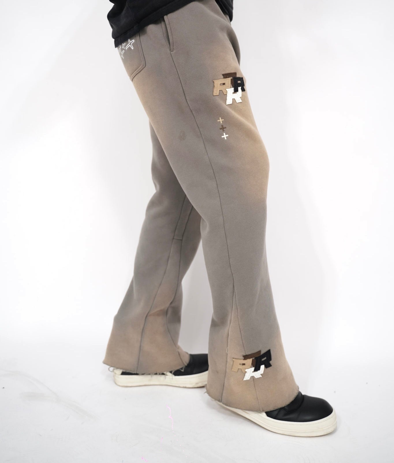 Patch Flare Sweatpants - Stone