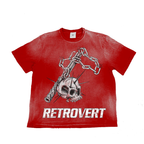 Washed Skull Tee - Red