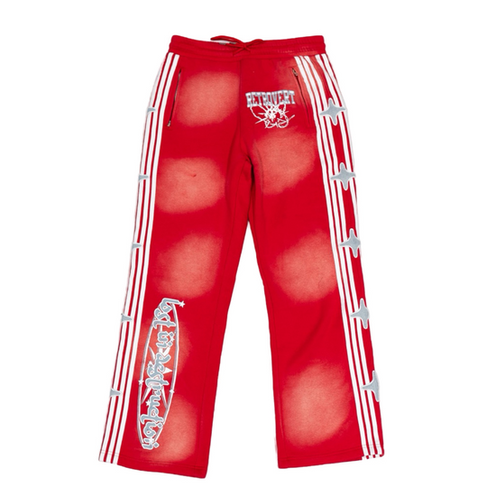 STUDDED DESTRUCTION PANTS RED