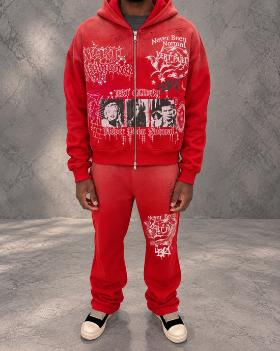 Vert Party Zip Up Hoodie - Red