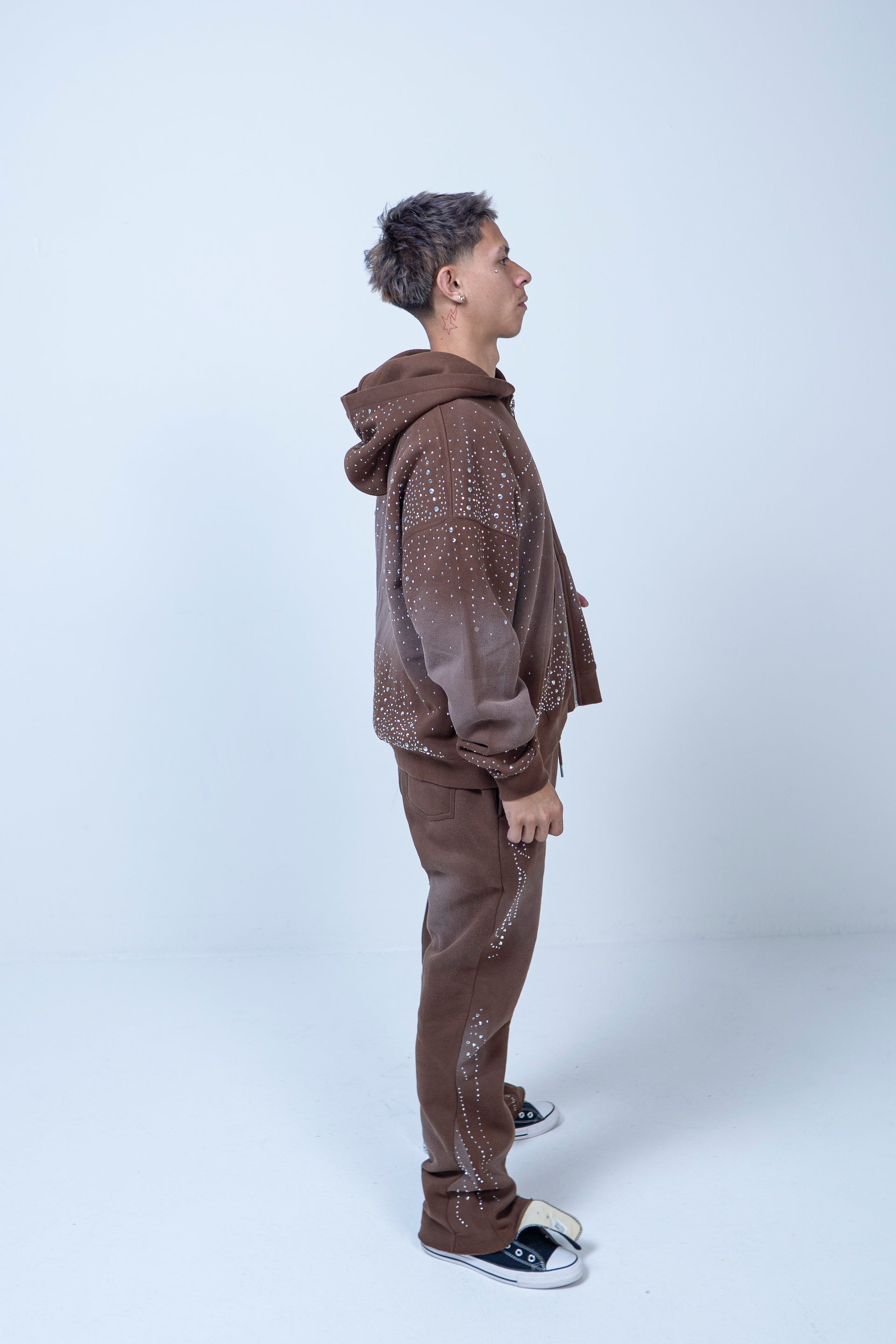 Infinity Rhinestone Hoodie - Brown