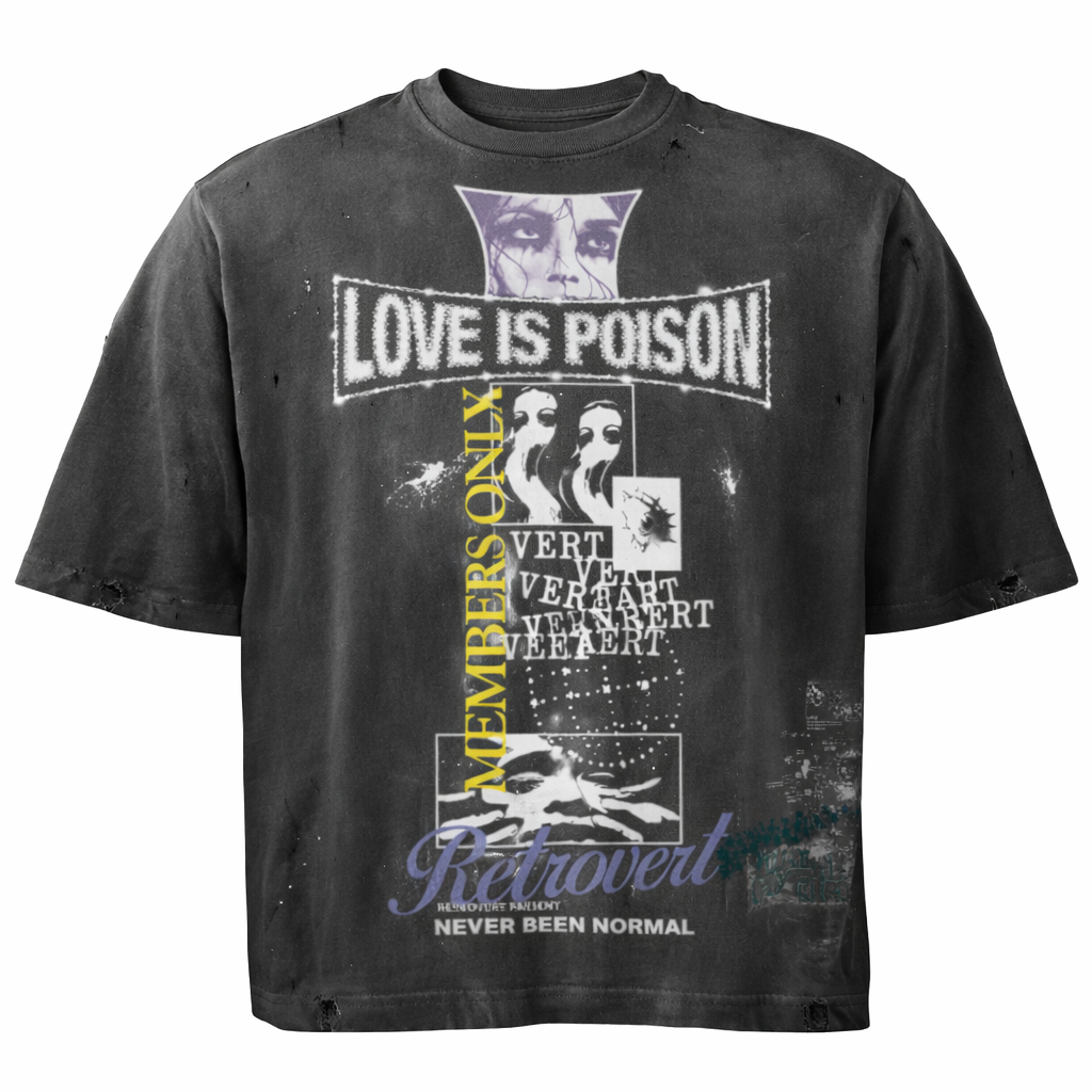 Love is Poison tee - Grey