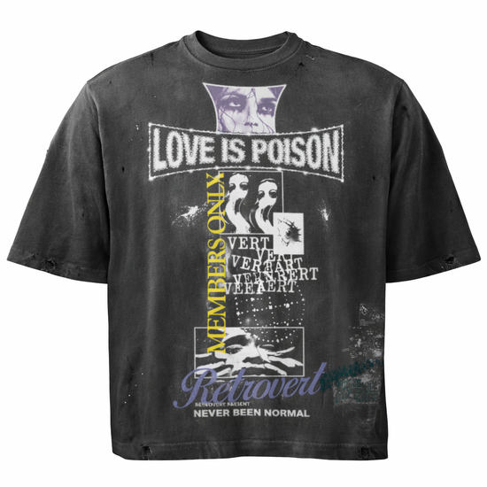 Love is Poison tee - Grey