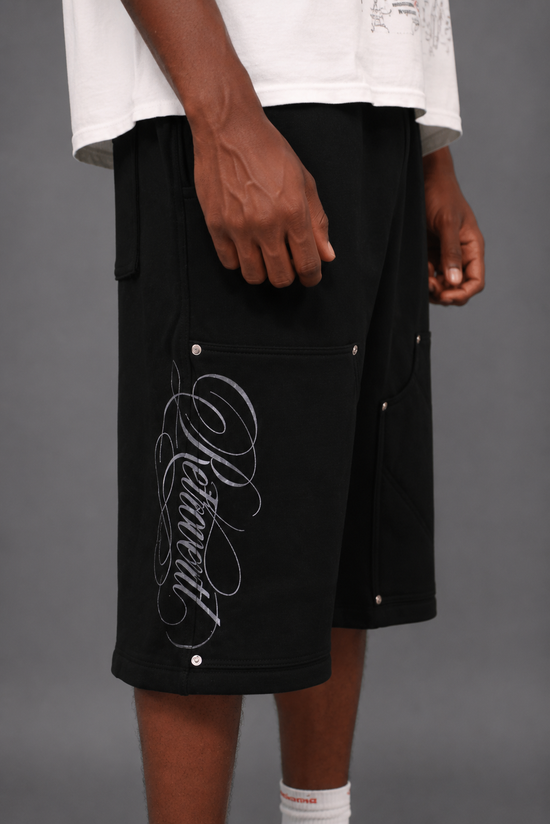 SCRIPT SHORTS - BLACK