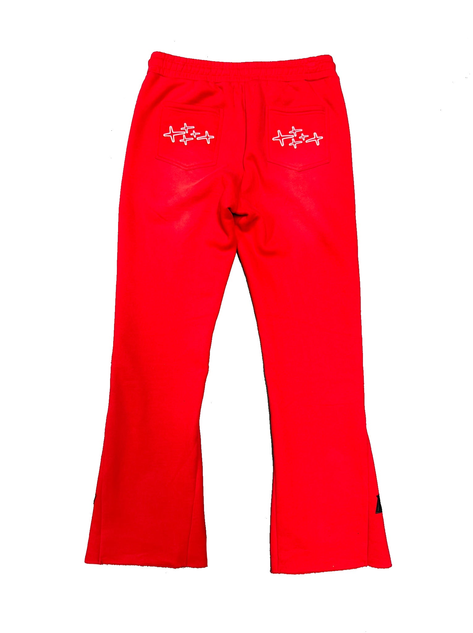 Patch Flare Sweatpants - Red