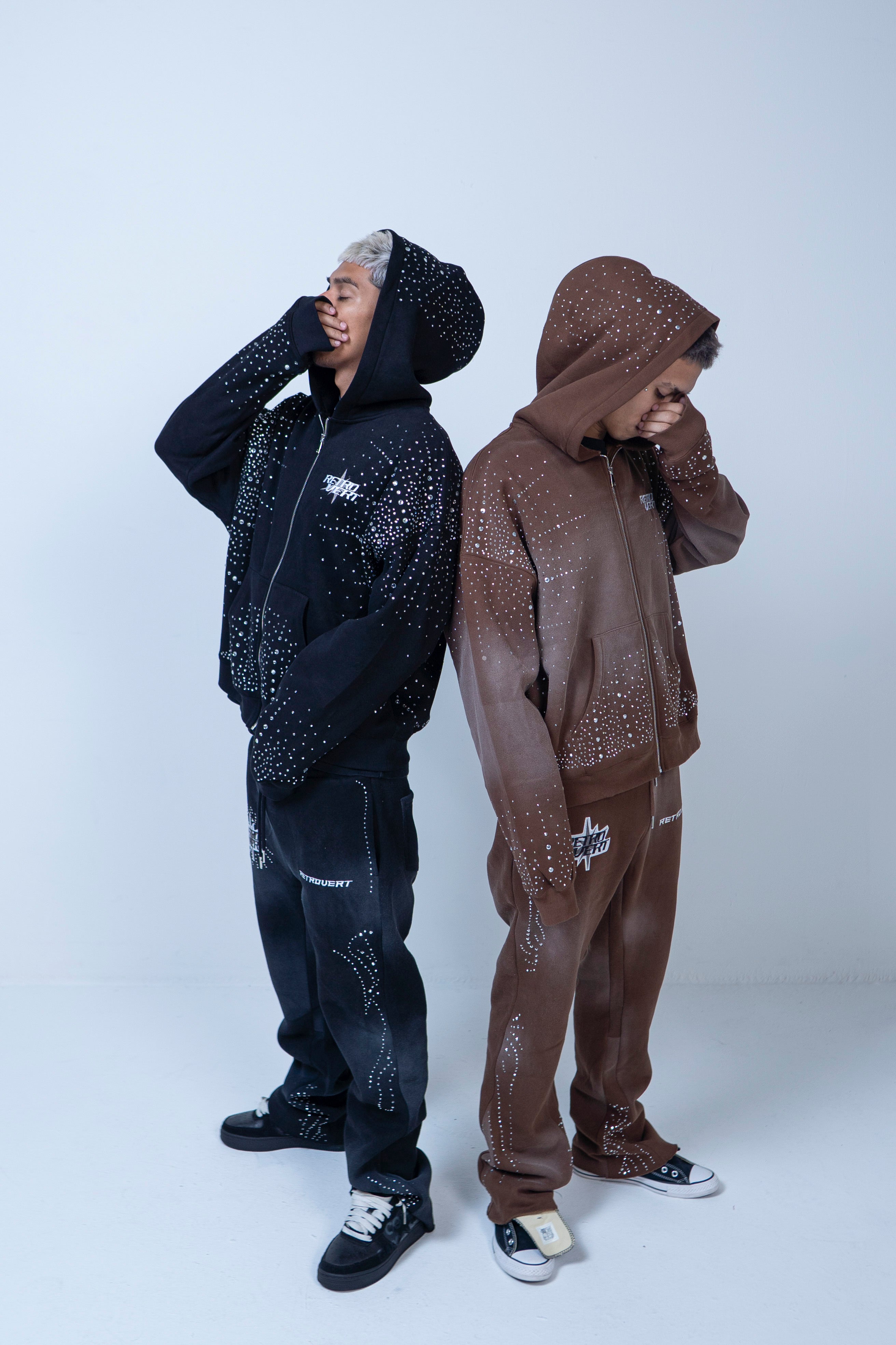 Infinity Rhinestone Hoodie - Brown - RETROVERT