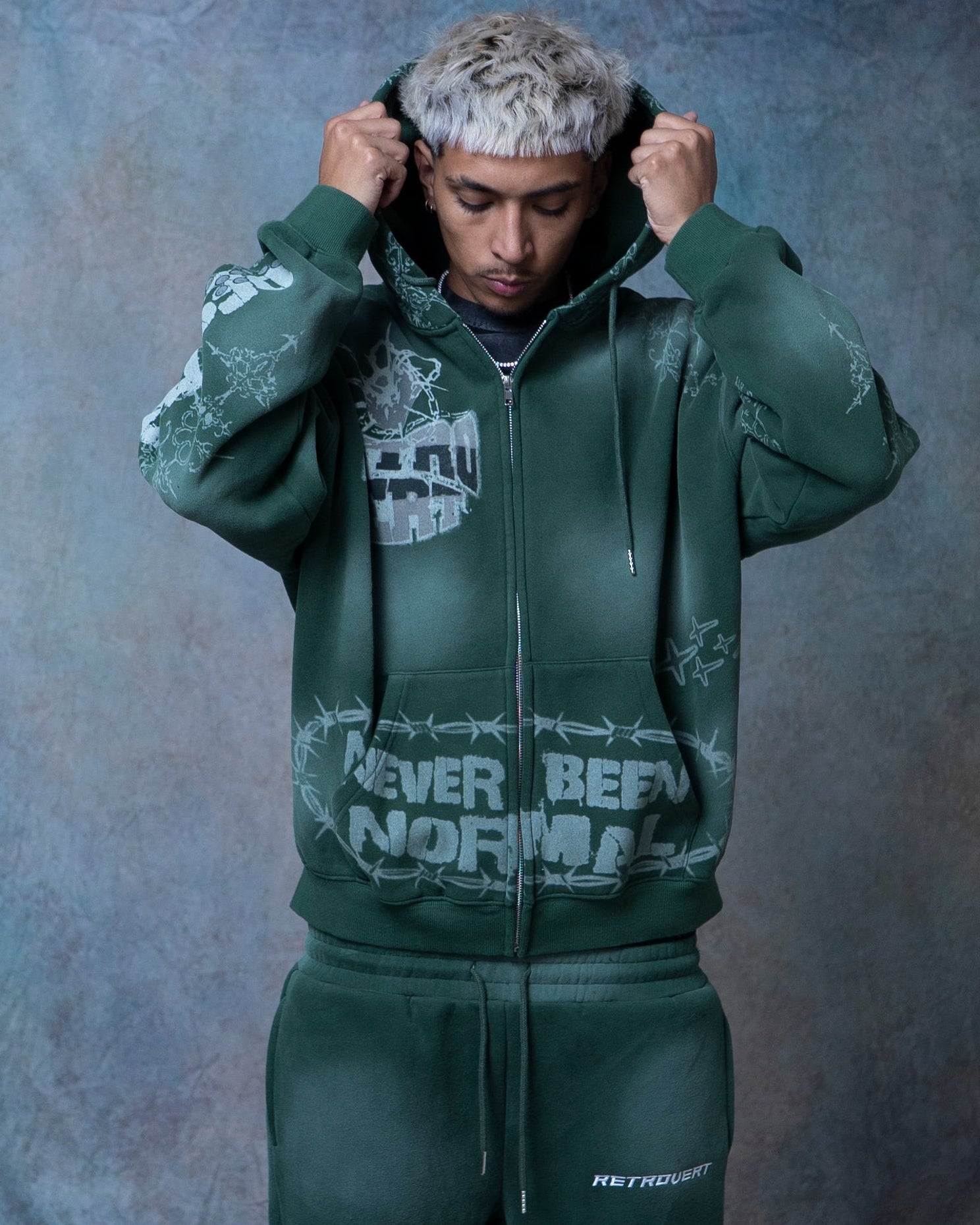 RETROVERT スウェット DESTROYER MATCHING ZIP-UP GREEN - RETROVERT