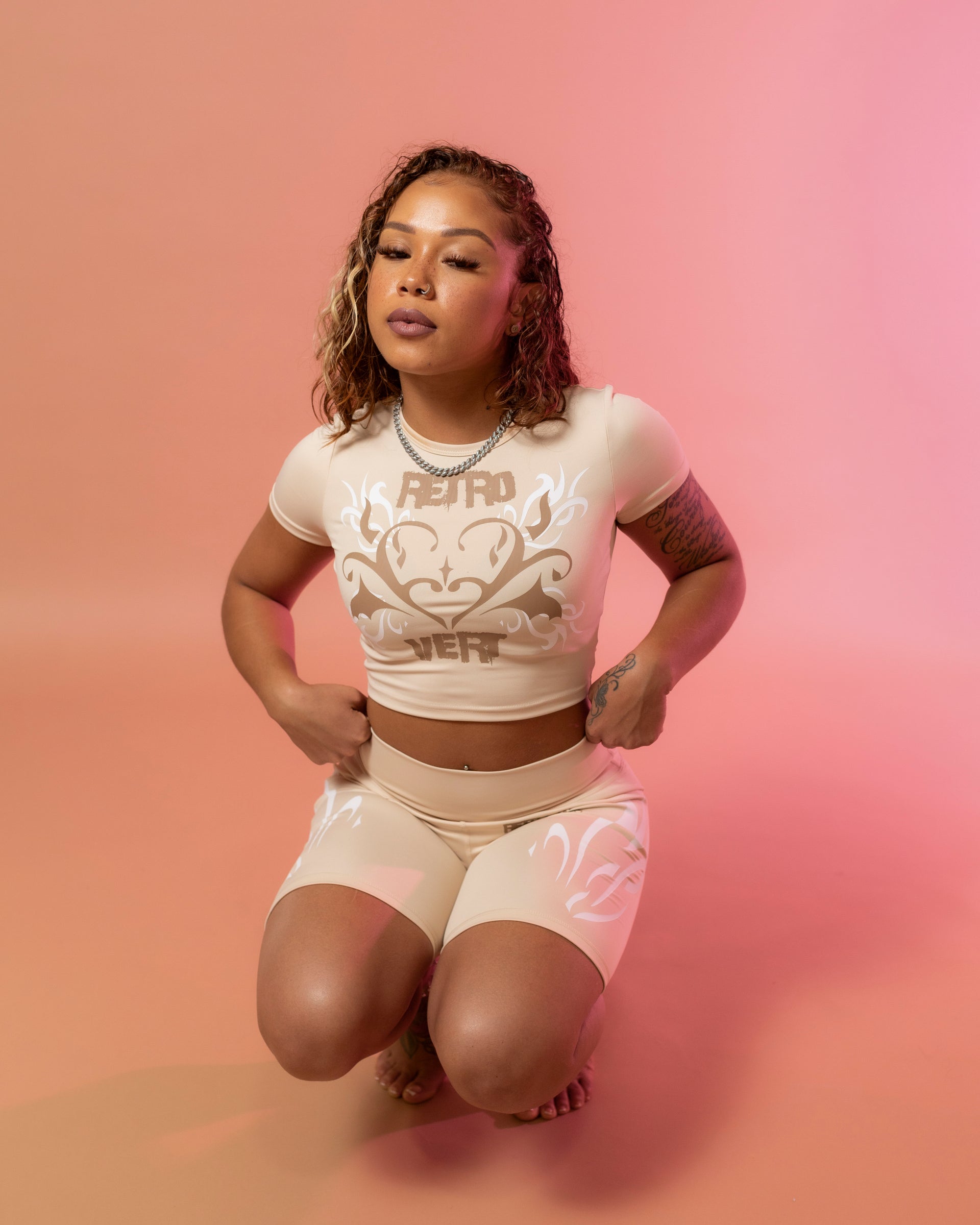 HEART BIKER SHORTS NUDE