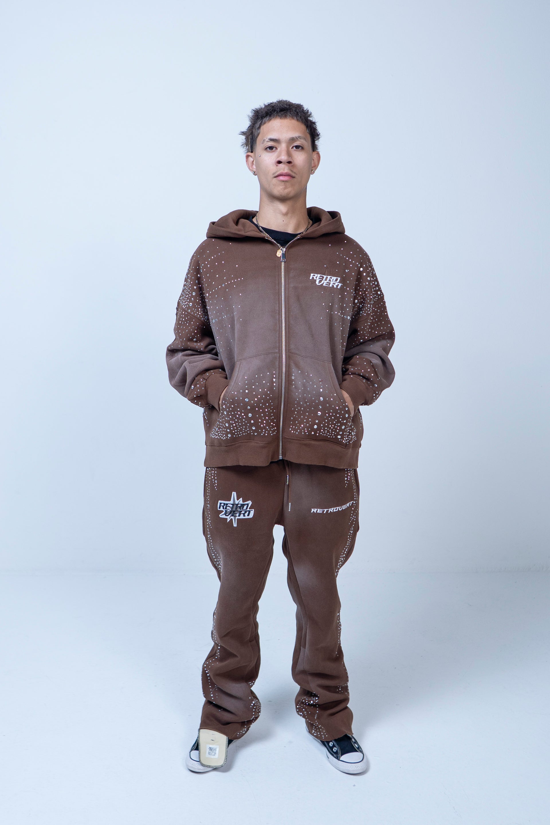 Infinity Rhinestone Hoodie - Brown