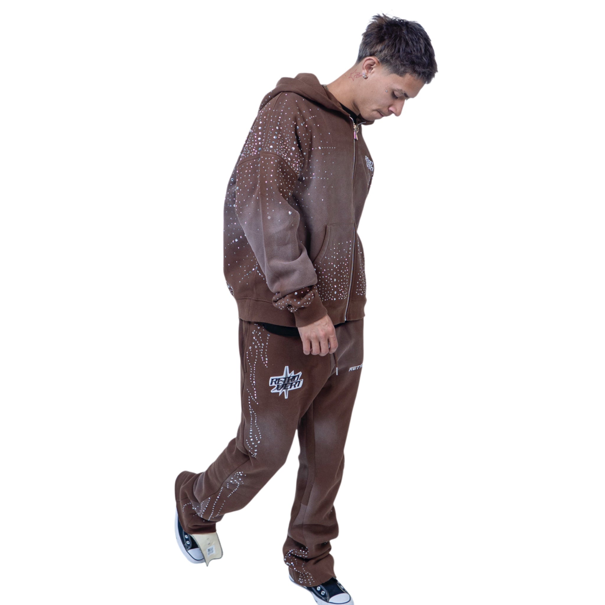 Infinity Rhinestone Hoodie - Brown - RETROVERT