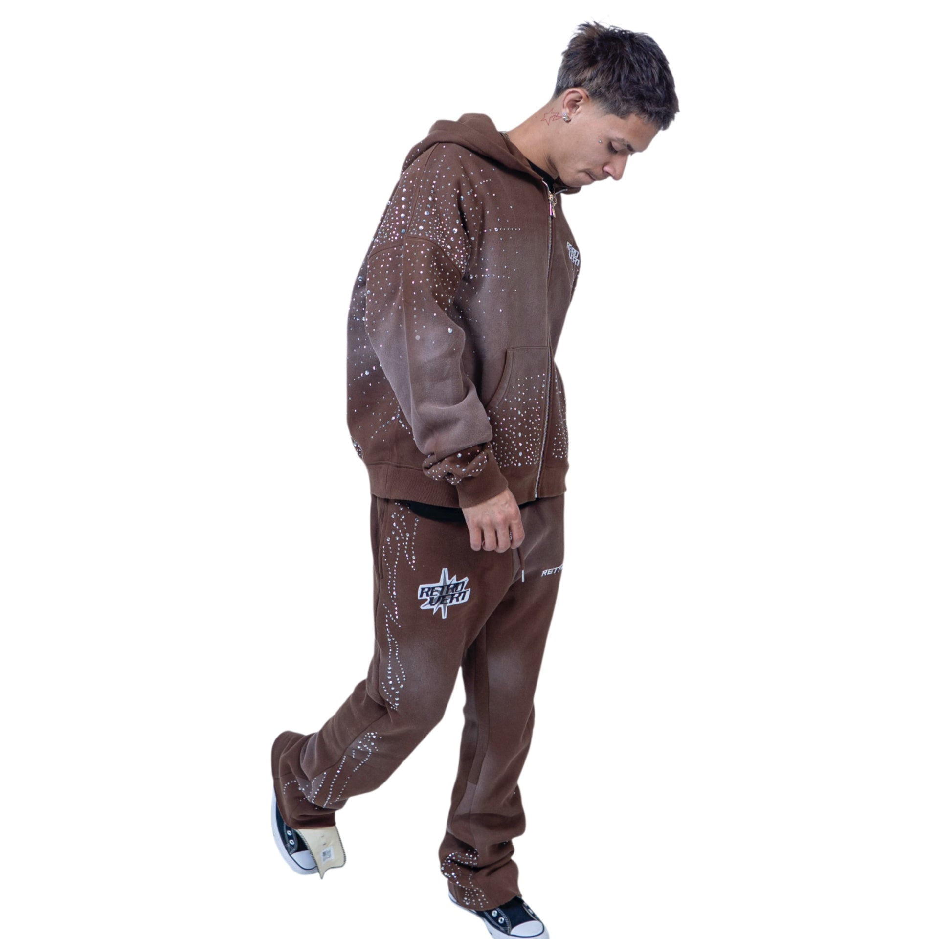 Infinity Rhinestone Hoodie - Brown