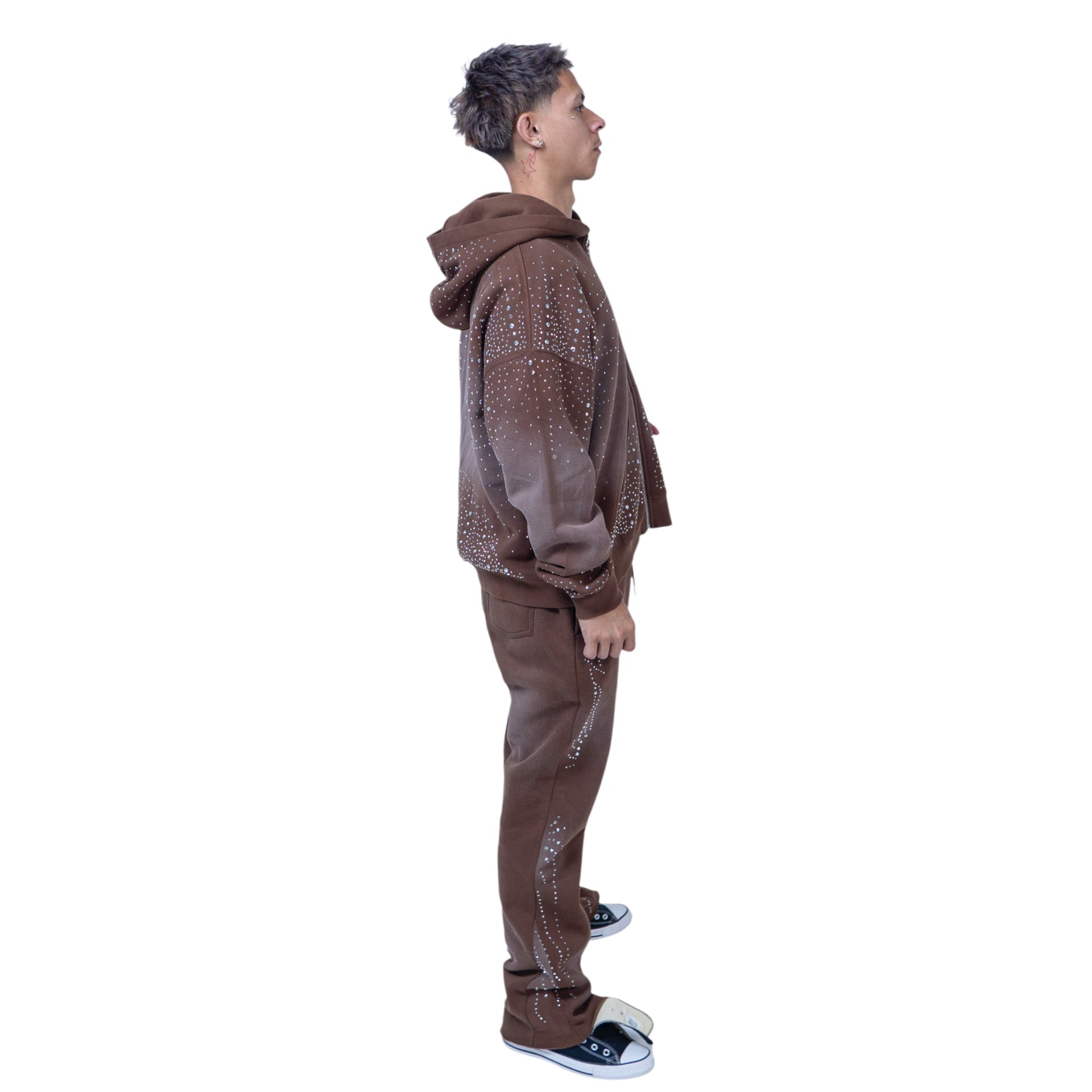 Infinity Rhinestone Hoodie - Brown