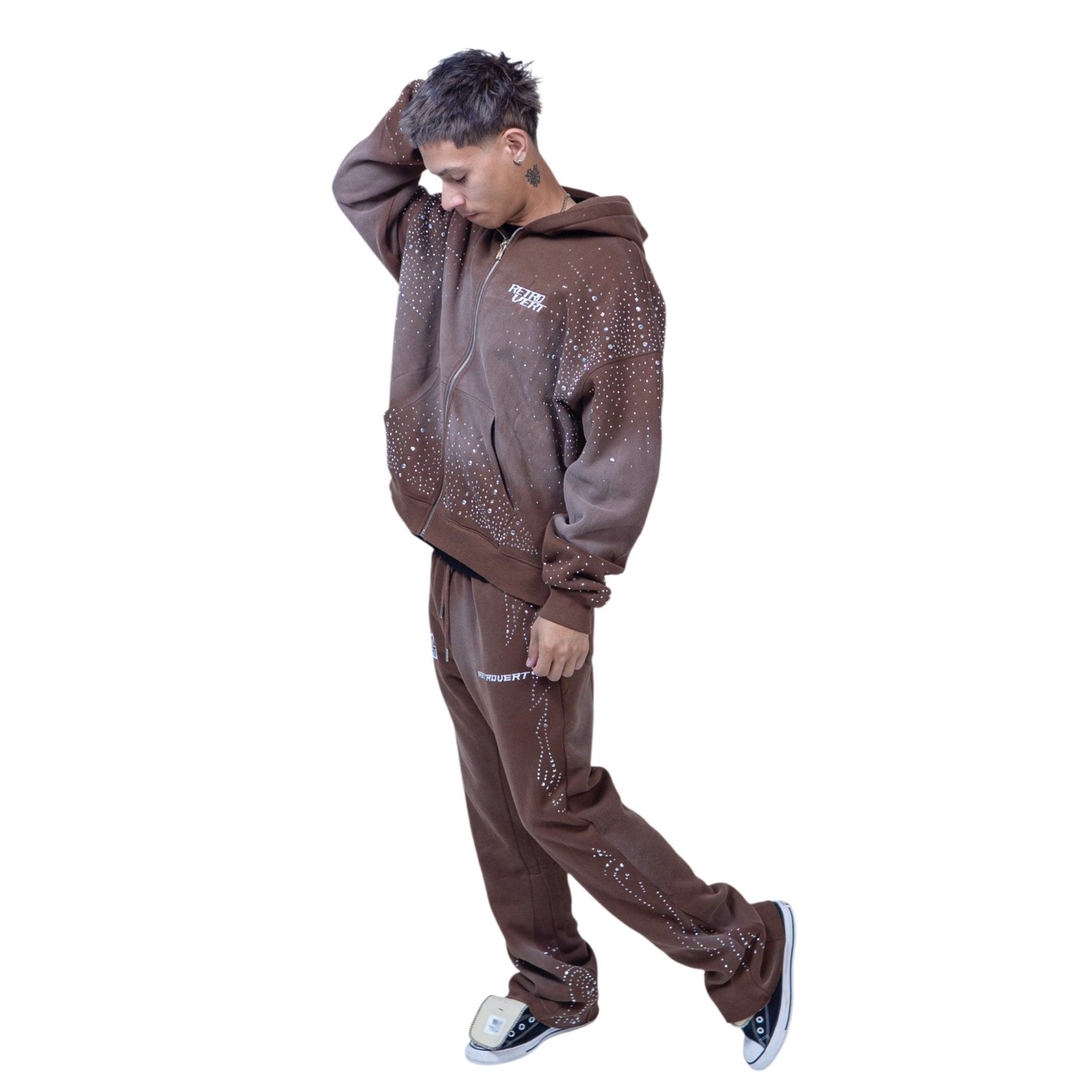 Infinity Rhinestone Hoodie - Brown - RETROVERT