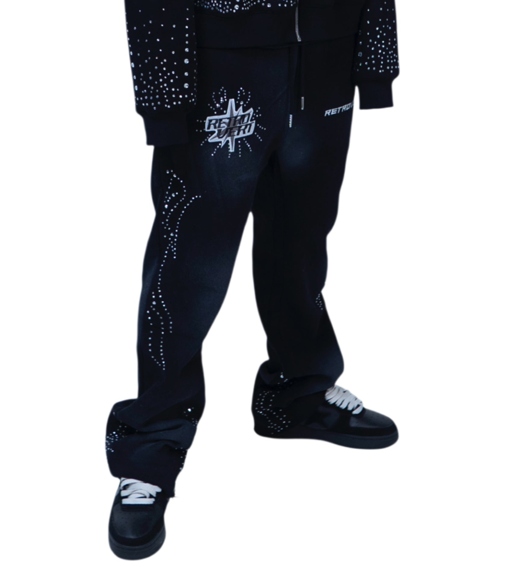 Infinity Rhinestone Pants - Black