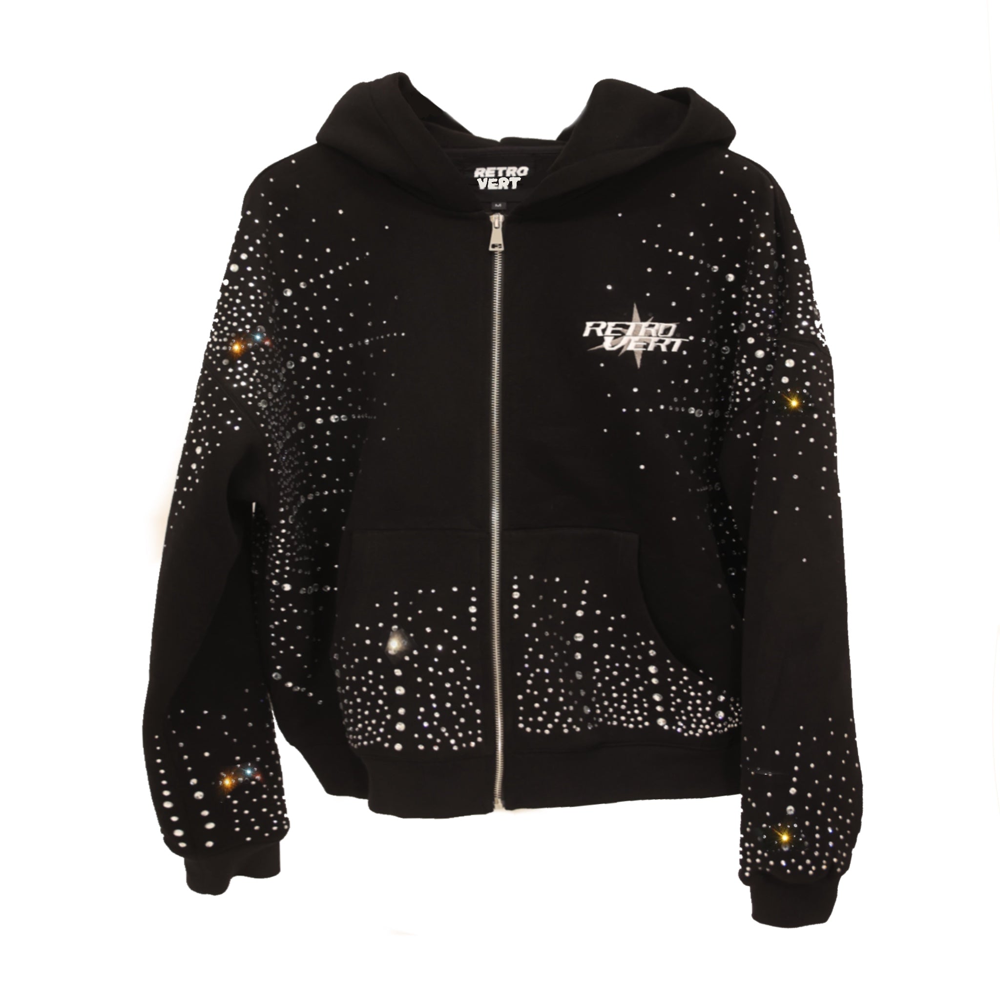 Infinity Rhinestone Zip-up - Black - RETROVERT