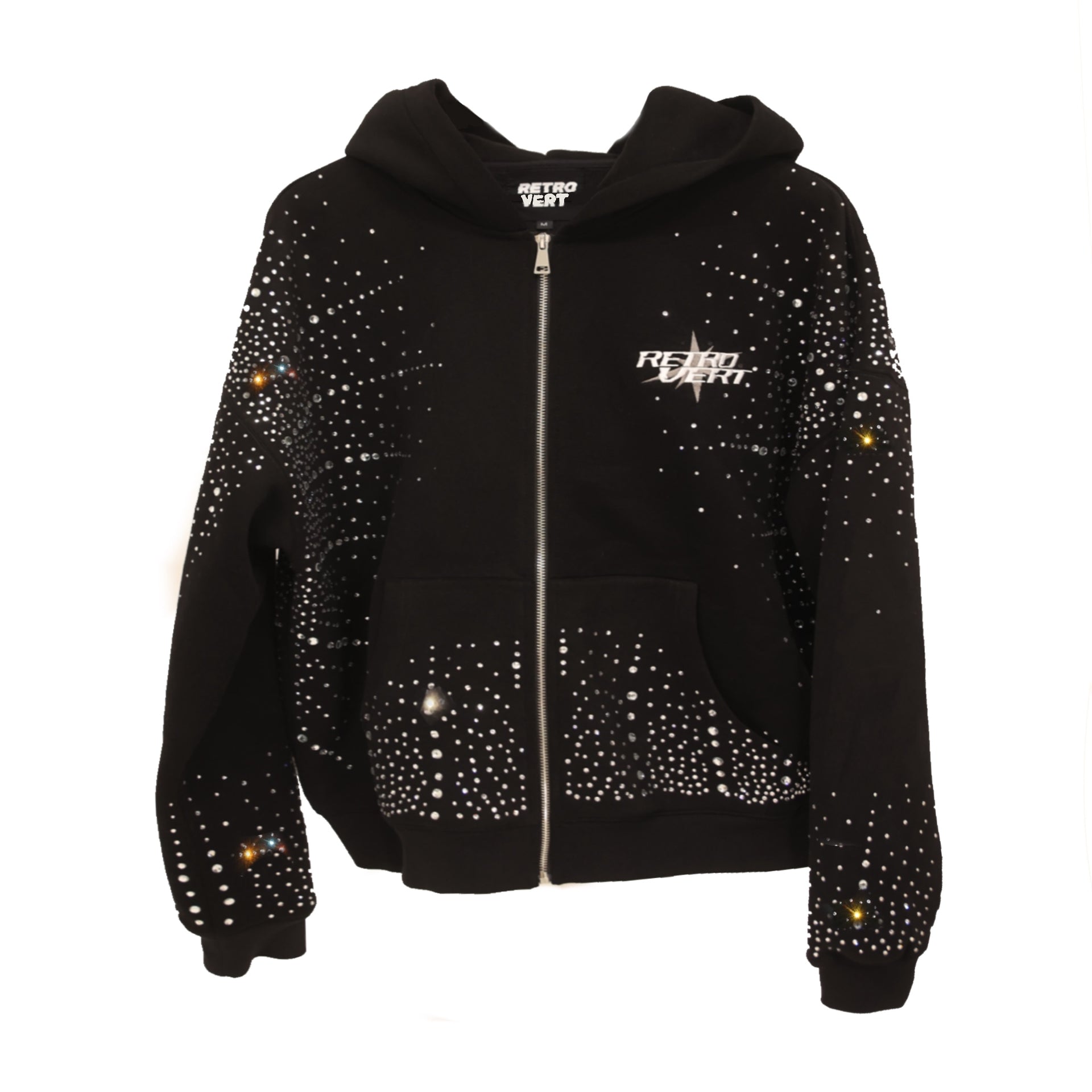 Infinity Rhinestone Zip-up - Black