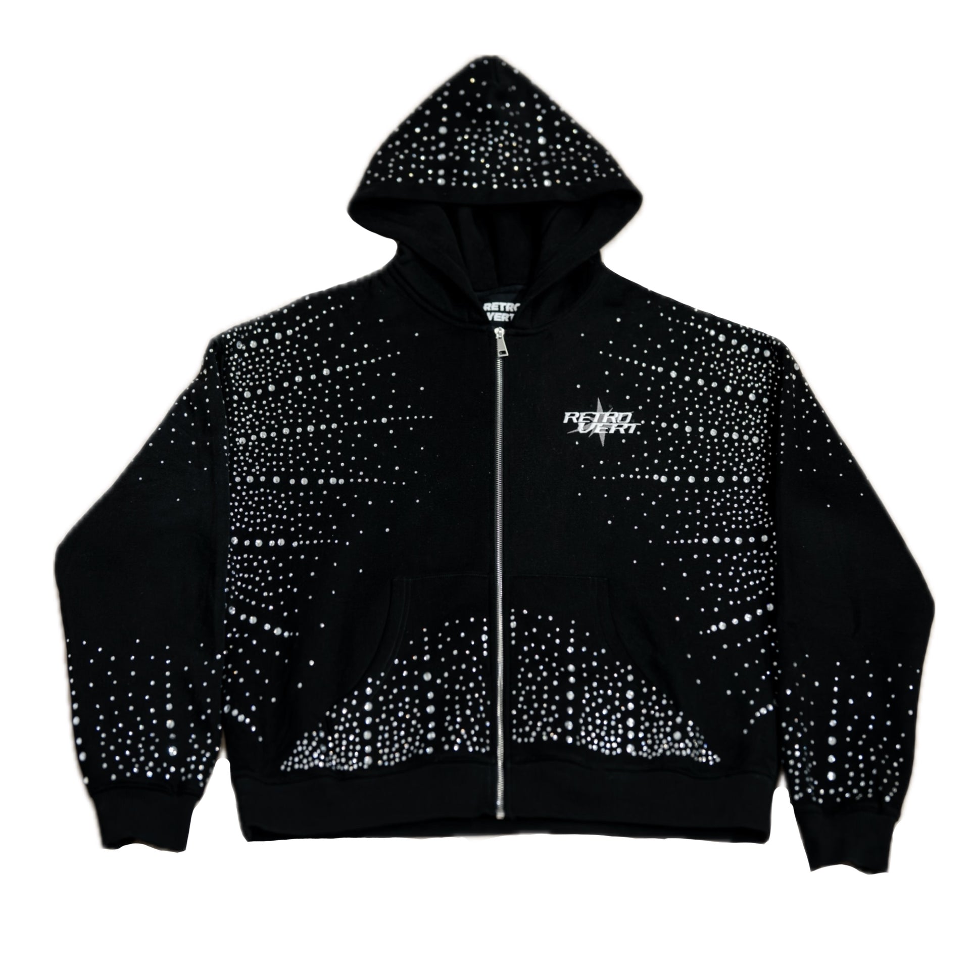 Infinity Rhinestone Zip-up - Black